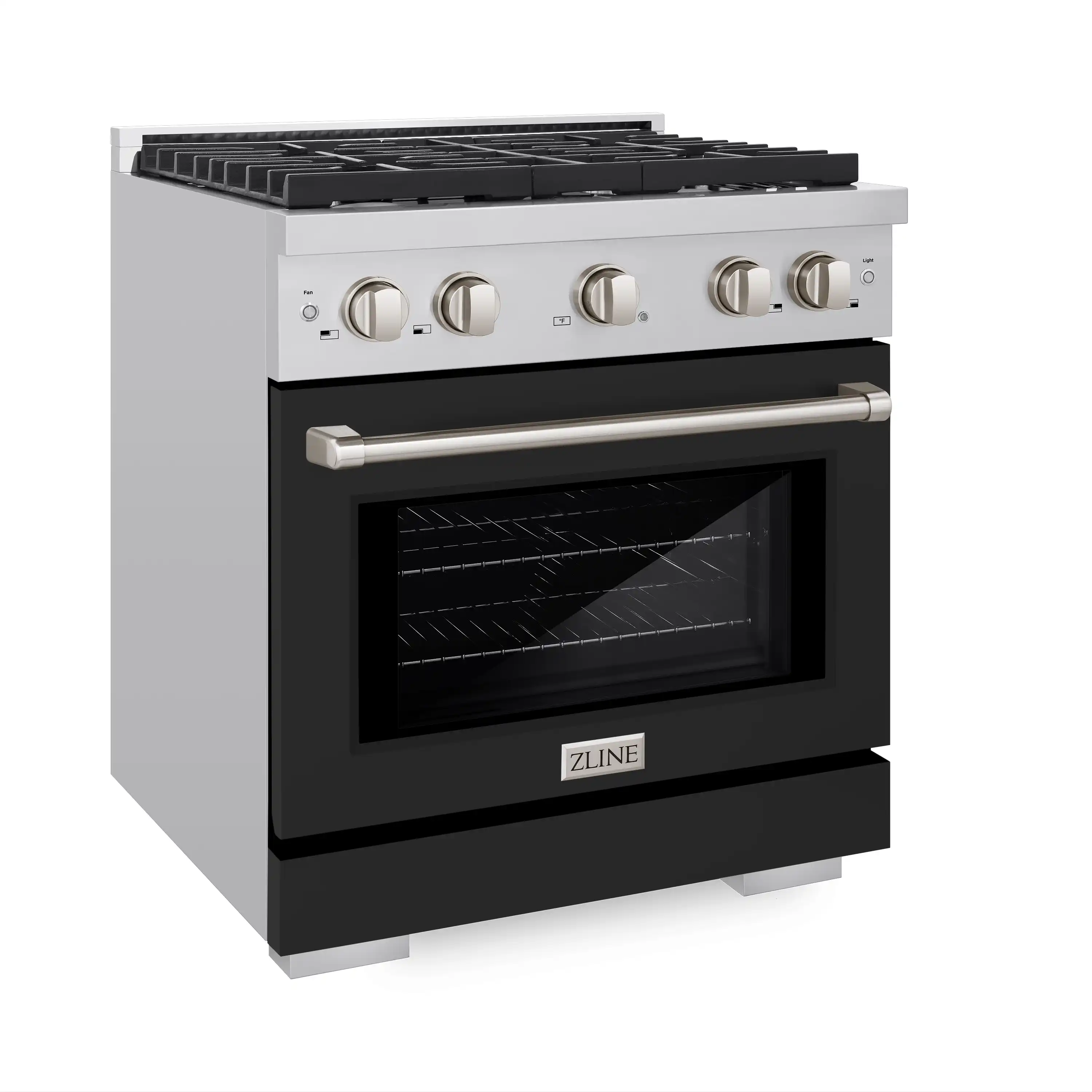 ZLINE 30-Inch 4.2 cu. ft. Paramount Dual Fuel Range with 4 Burner Gas Cooktop and Electric Convection Oven in Stainless Steel with Black Matte Door (SDR-BLM-30) - Image 4