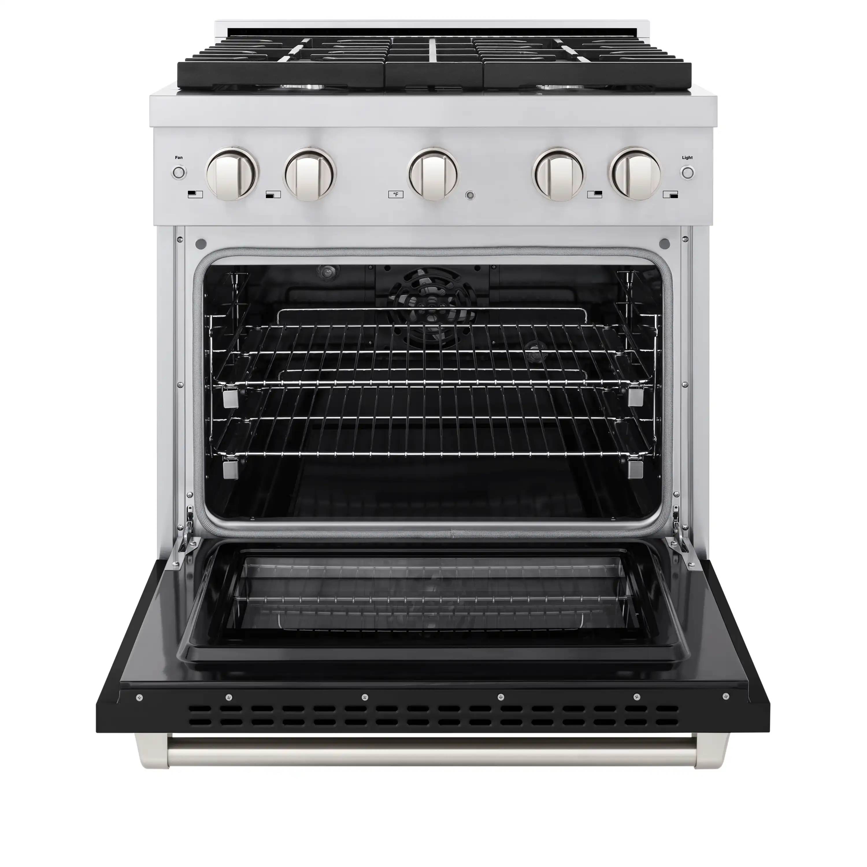 ZLINE 30-Inch 4.2 cu. ft. Paramount Dual Fuel Range with 4 Burner Gas Cooktop and Electric Convection Oven in Stainless Steel with Black Matte Door (SDR-BLM-30) - Image 5