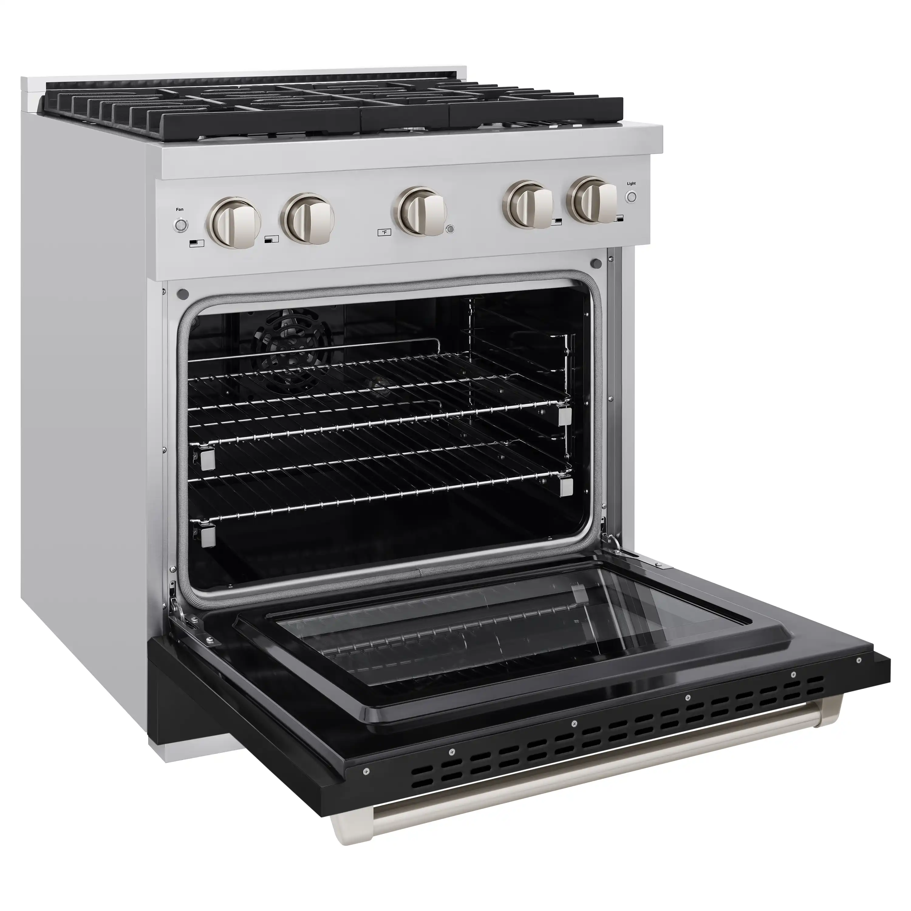 ZLINE 30-Inch 4.2 cu. ft. Paramount Dual Fuel Range with 4 Burner Gas Cooktop and Electric Convection Oven in Stainless Steel with Black Matte Door (SDR-BLM-30) - Image 6