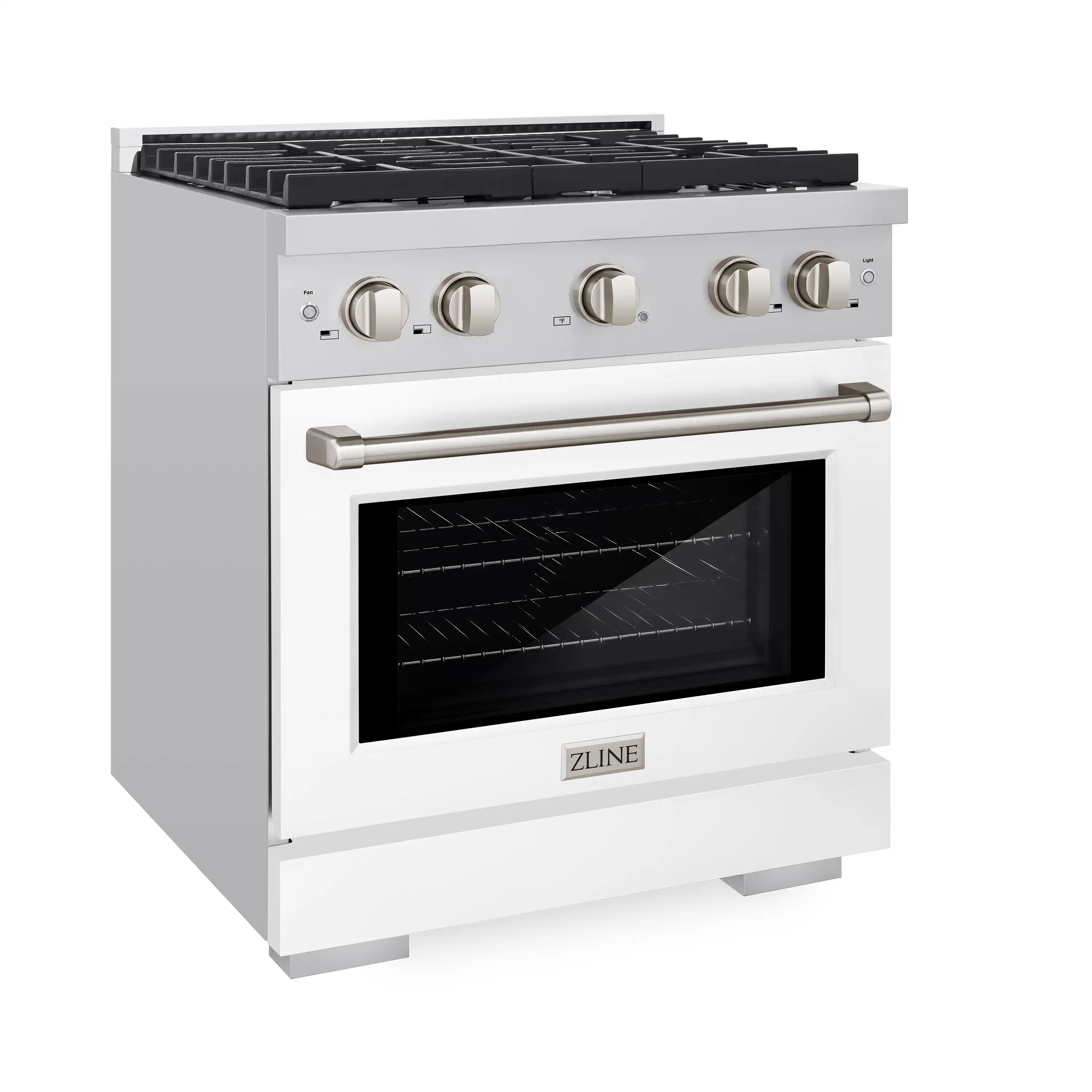 ZLINE 30-Inch 4.2 cu. ft. Paramount Dual Fuel Range with 4 Burner Gas Cooktop and Electric Convection Oven in Stainless Steel with White Matte Door (SDR-WM-30) - Image 4
