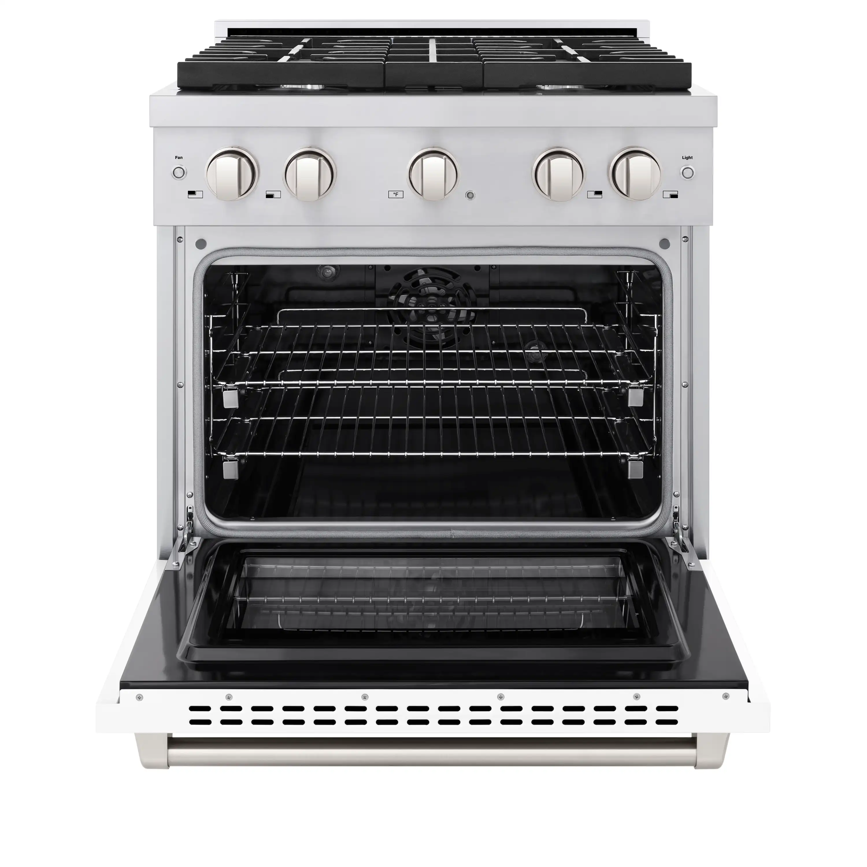 ZLINE 30-Inch 4.2 cu. ft. Paramount Dual Fuel Range with 4 Burner Gas Cooktop and Electric Convection Oven in Stainless Steel with White Matte Door (SDR-WM-30) - Image 5