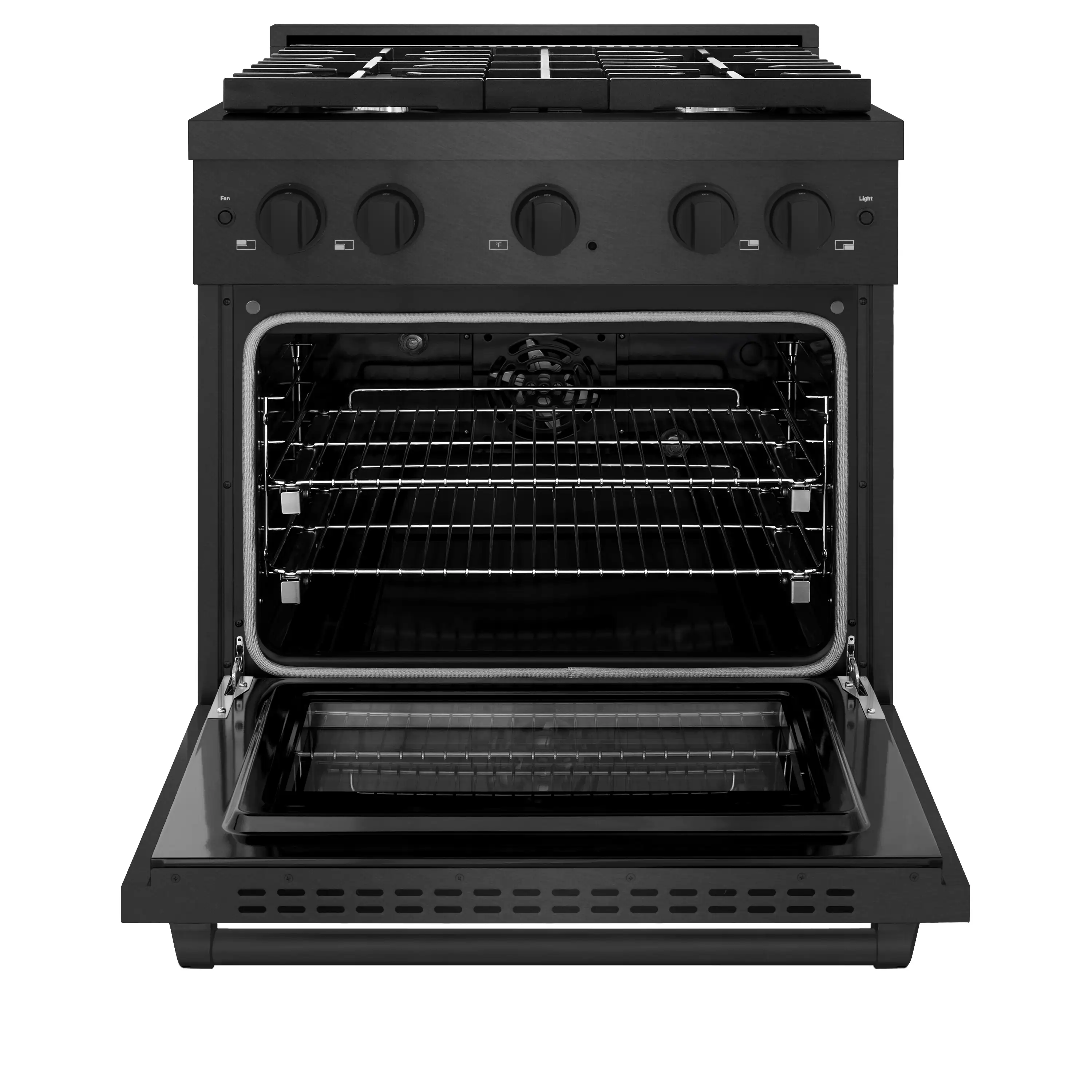 ZLINE 30-Inch 4.2 Cu. Ft. Paramount Dual Fuel Range with 4 Burner Gas Cooktop in Black Satin Stainless Steel (SDRBS-30) - Image 3
