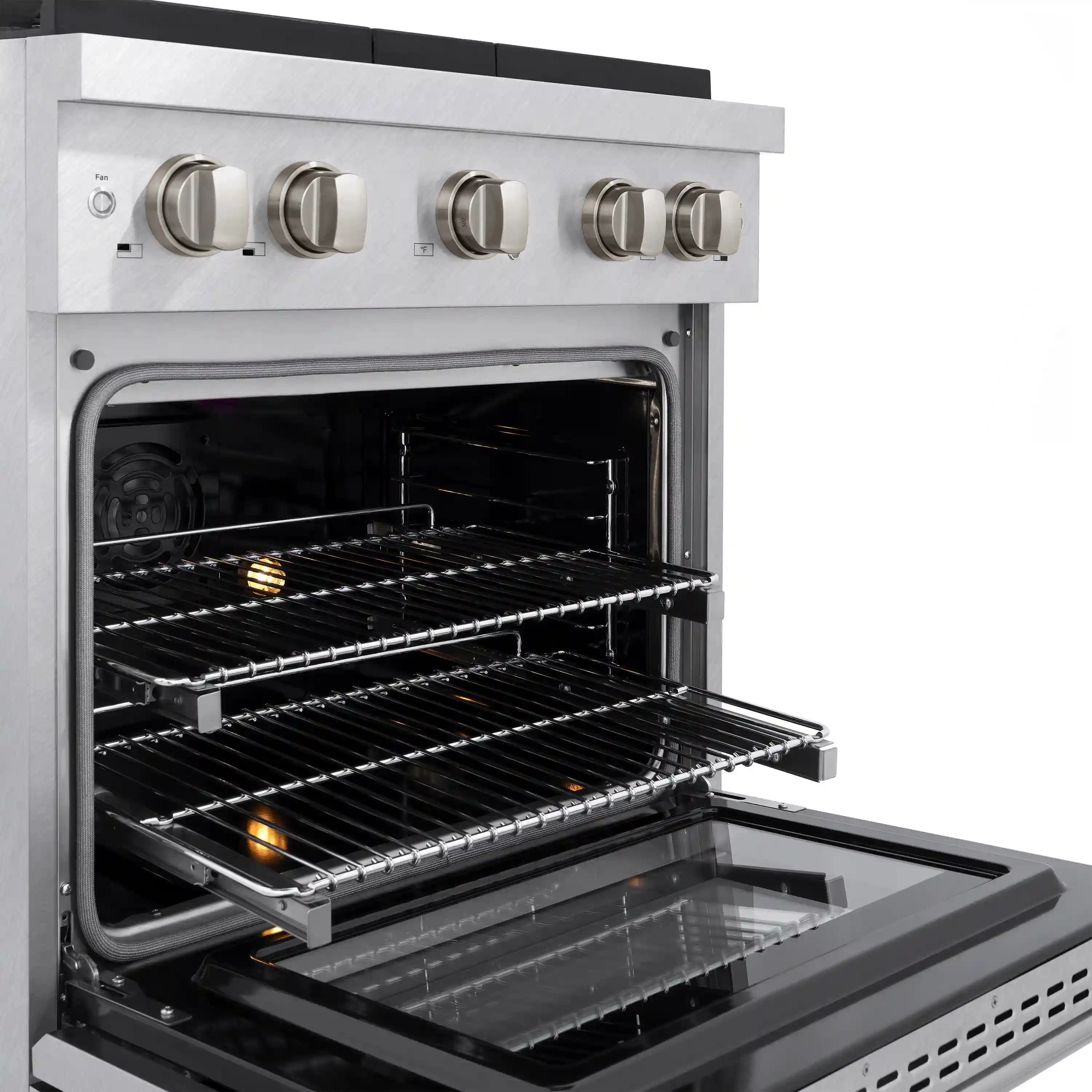 ZLINE 30-Inch 4.2 cu. ft. Paramount Dual Fuel Range with Gas Cooktop and Electric Convection Oven in Satin Stainless Steel with 4 Brass Burners (SDRS-BR-30) - Image 5