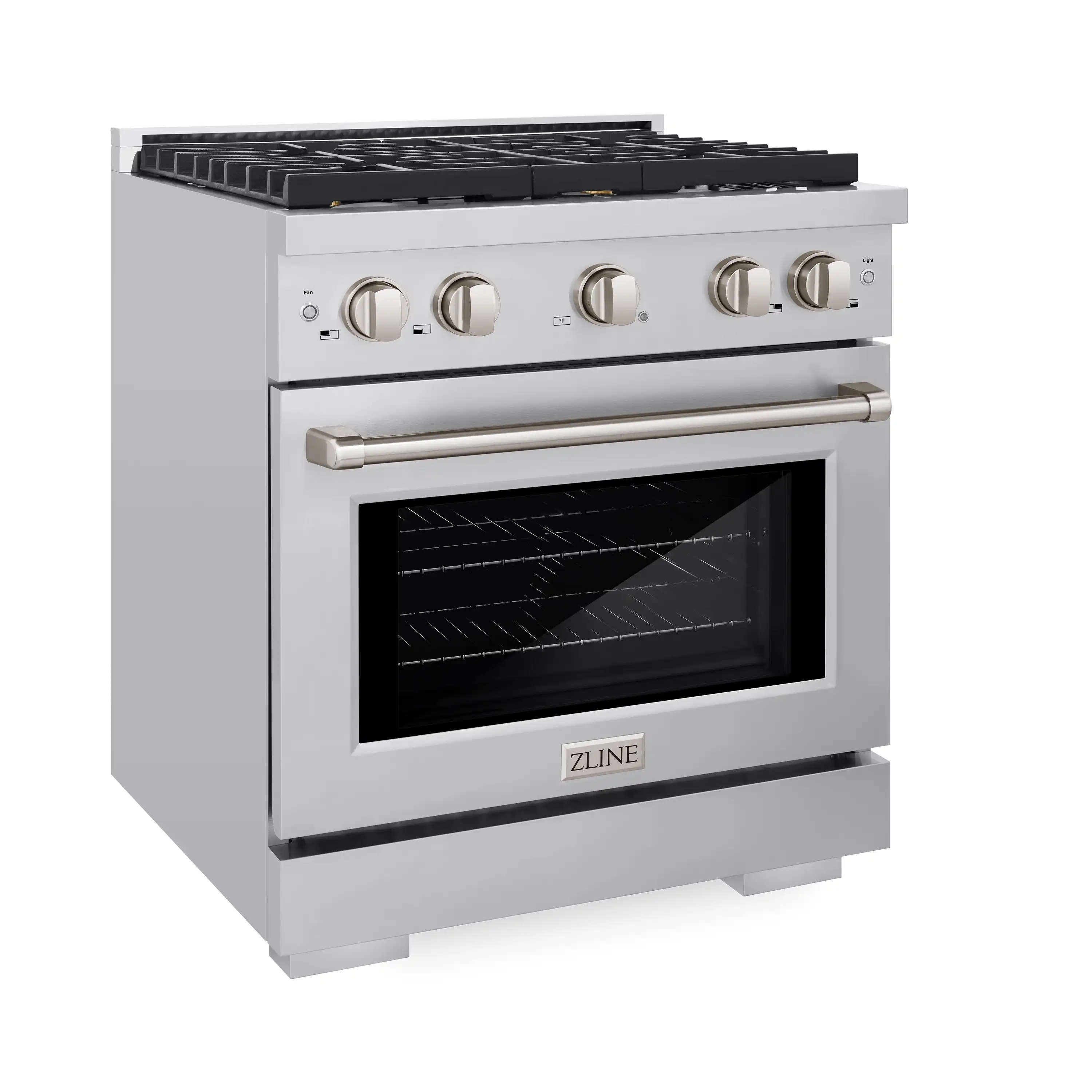ZLINE 30-Inch 4.2 cu. ft. Paramount Dual Fuel Range with Gas Cooktop and Electric Convection Oven in Stainless Steel with 4 Brass Burners (SDR-BR-30) - Image 4