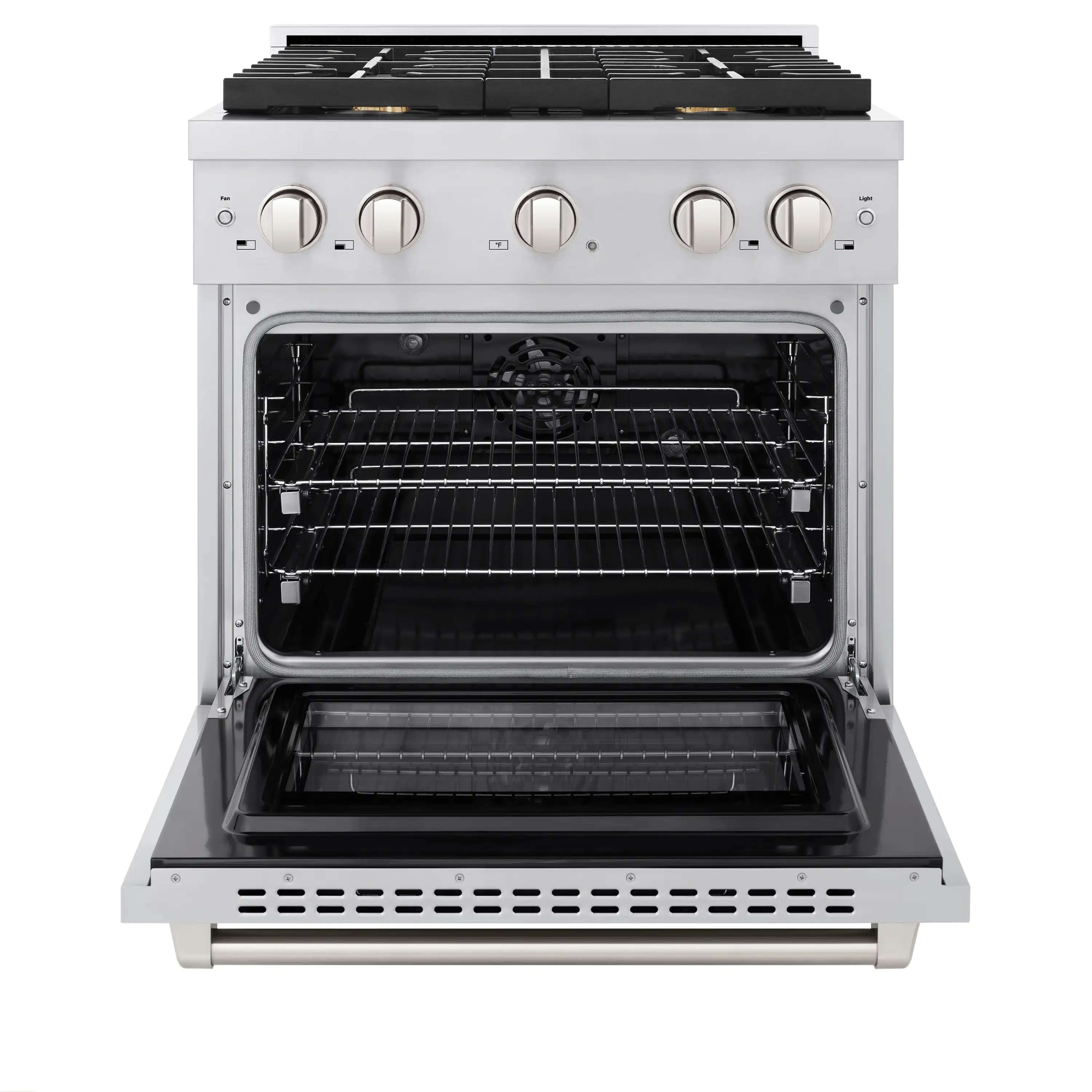 ZLINE 30-Inch 4.2 cu. ft. Paramount Dual Fuel Range with Gas Cooktop and Electric Convection Oven in Stainless Steel with 4 Brass Burners (SDR-BR-30) - Image 5