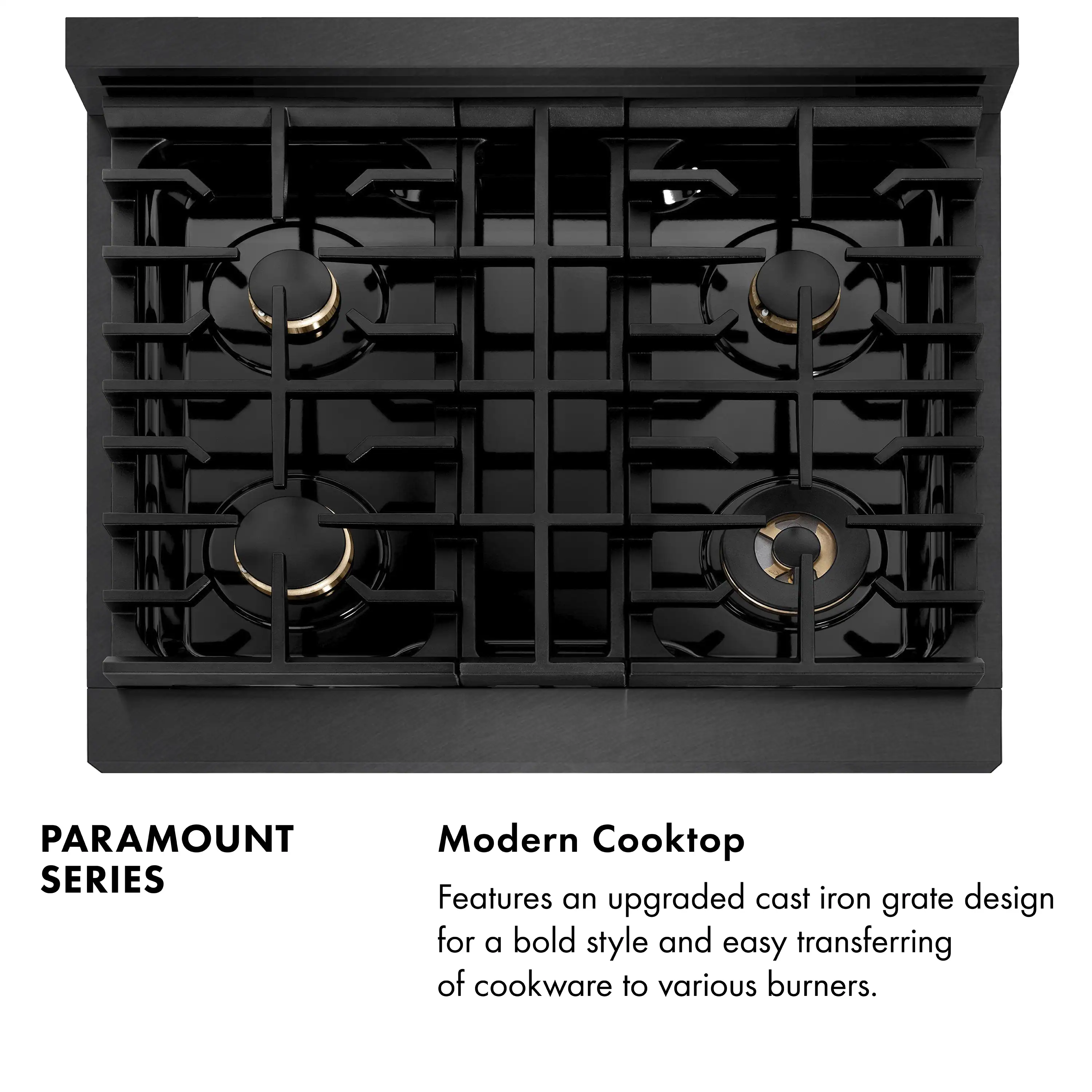 ZLINE 30-Inch 4.2 Cu. Ft. Paramount Dual Fuel Range with Gas Cooktop in Black Satin Stainless Steel with 4 Brass Burners (SDRBS-BR-30) - Image 11