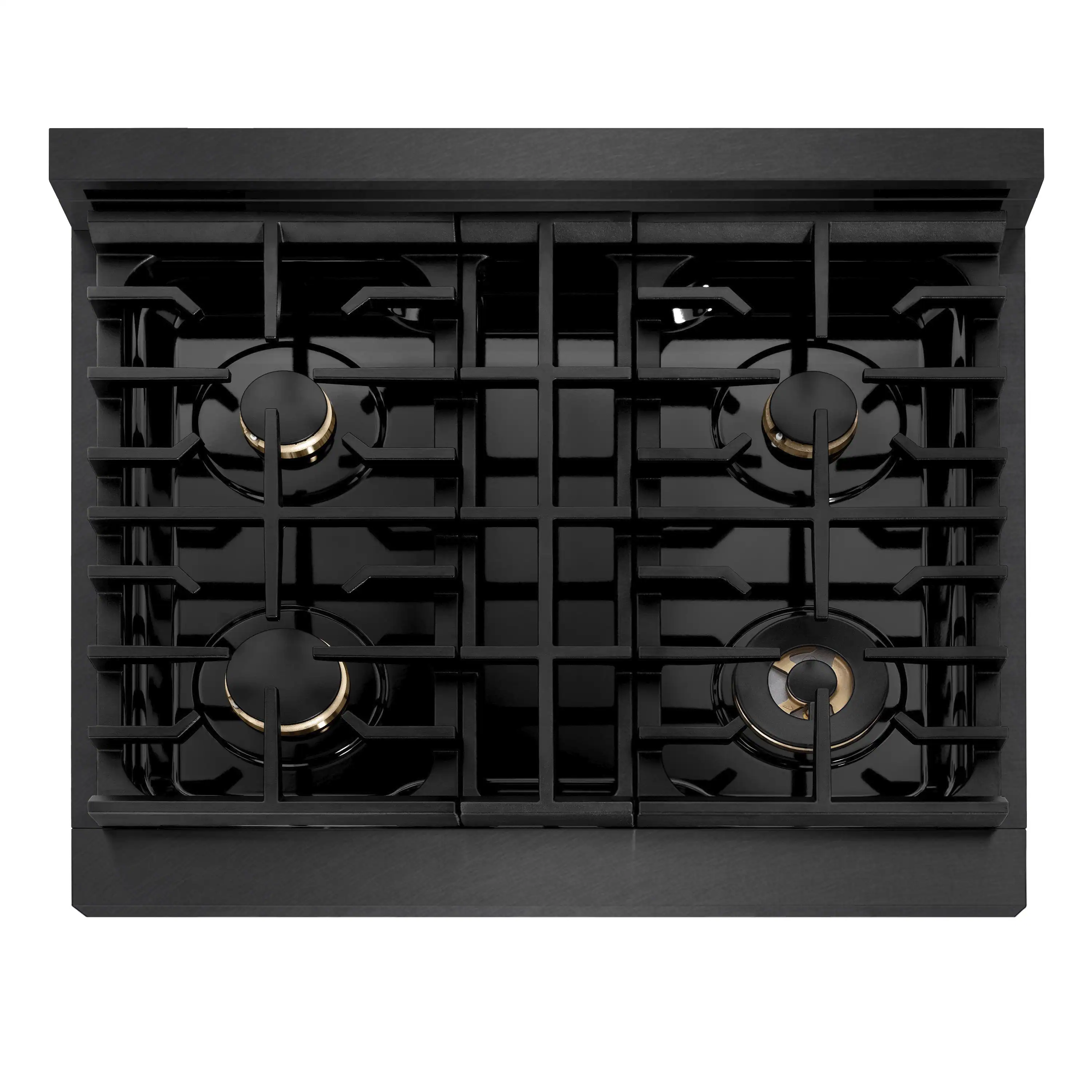 ZLINE 30-Inch 4.2 Cu. Ft. Paramount Dual Fuel Range with Gas Cooktop in Black Satin Stainless Steel with 4 Brass Burners (SDRBS-BR-30) - Image 4