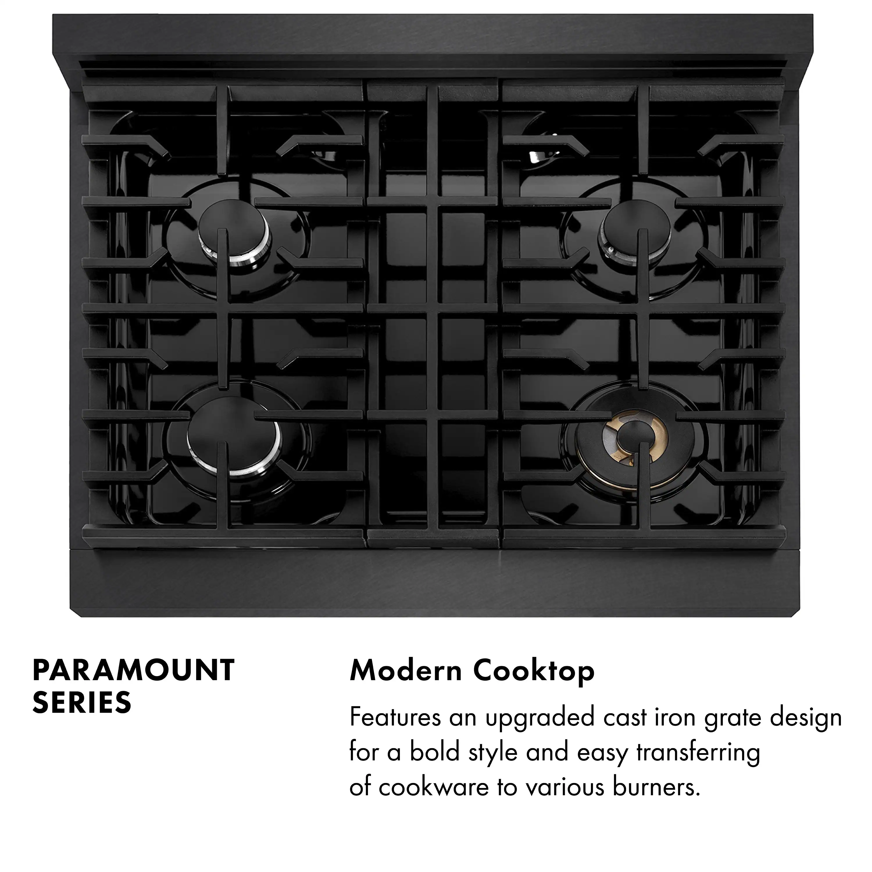 ZLINE 30-Inch 4.2 Cu. Ft. Paramount Gas Range with 4 Burner Cooktop and Convection Gas Oven in Black Satin (SGRBS-30) - Image 11