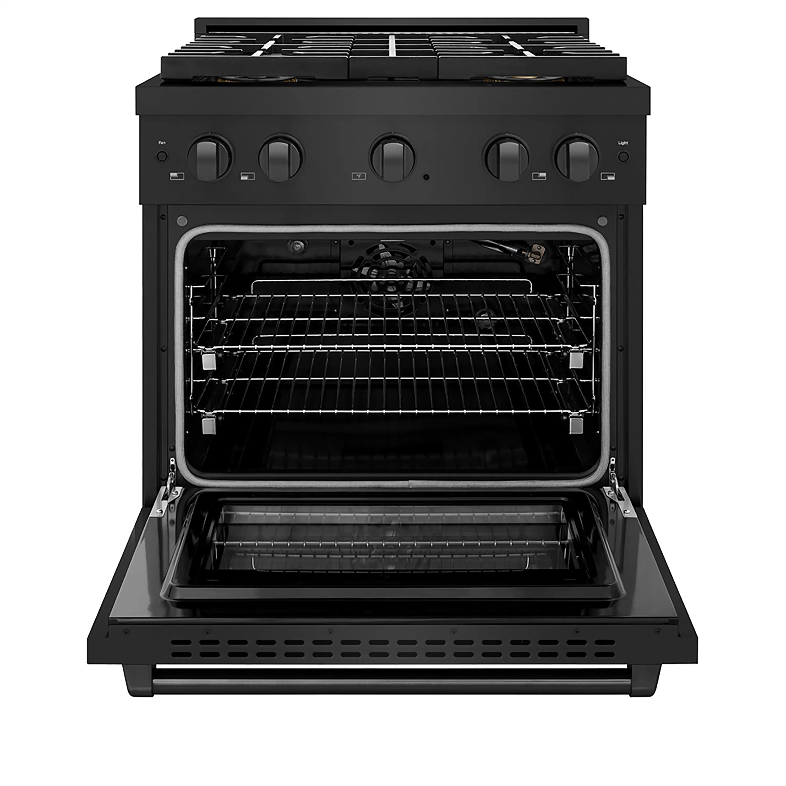 ZLINE 30-Inch 4.2 cu. ft. Paramount Gas Range with 4 Burner DuoPro™ Cooktop and Convection Gas Oven in Black Stainless Steel (PSGRB-30) - Image 2