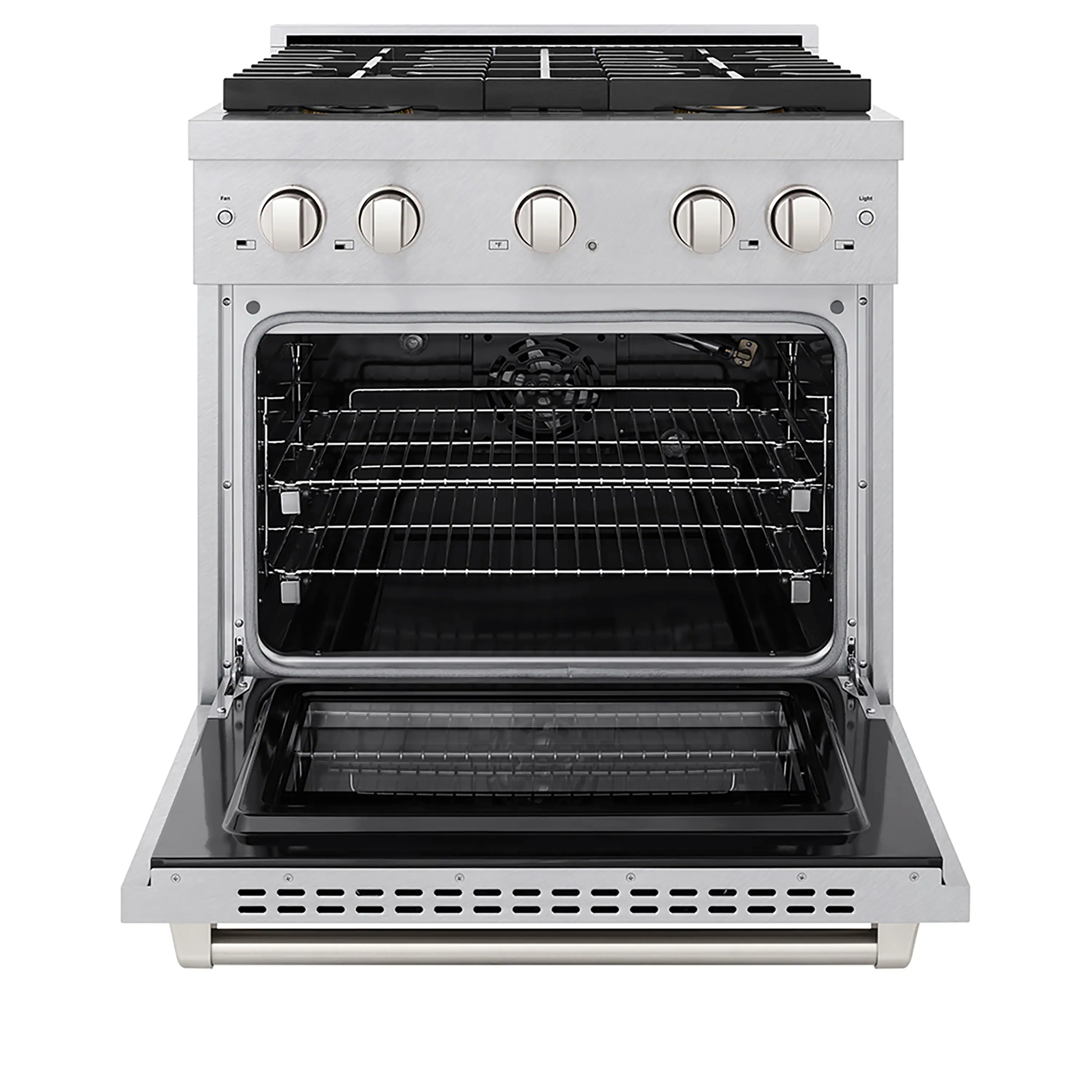 ZLINE 30-Inch 4.2 cu. ft. Paramount Gas Range with 4 Burner DuoPro™ Cooktop and Convection Gas Oven in Satin Stainless Steel (PSGRS-30) - Image 4