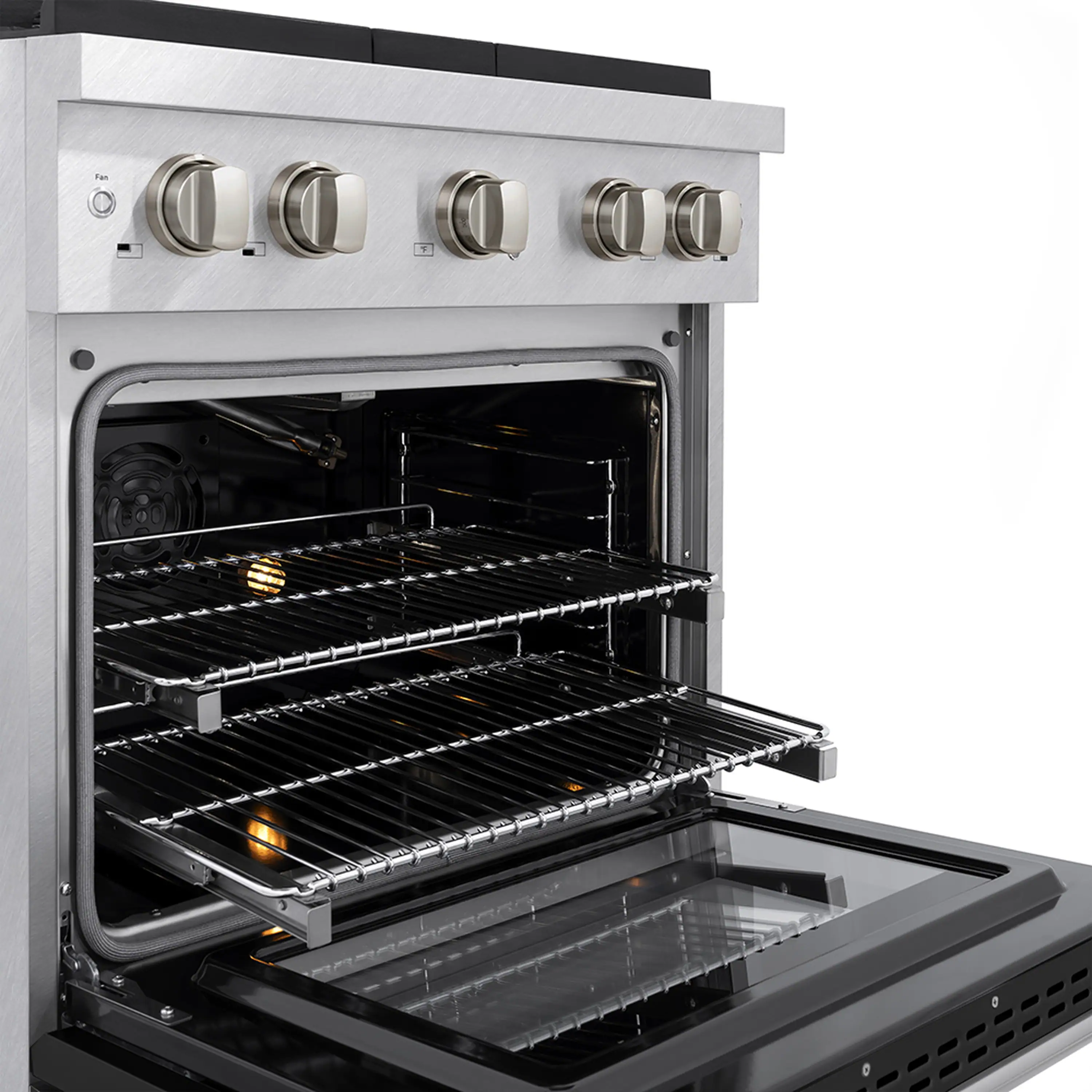 ZLINE 30-Inch 4.2 cu. ft. Paramount Gas Range with 4 Burner DuoPro™ Cooktop and Convection Gas Oven in Satin Stainless Steel with Black Matte Door (PSGRS-BLM-30) - Image 3