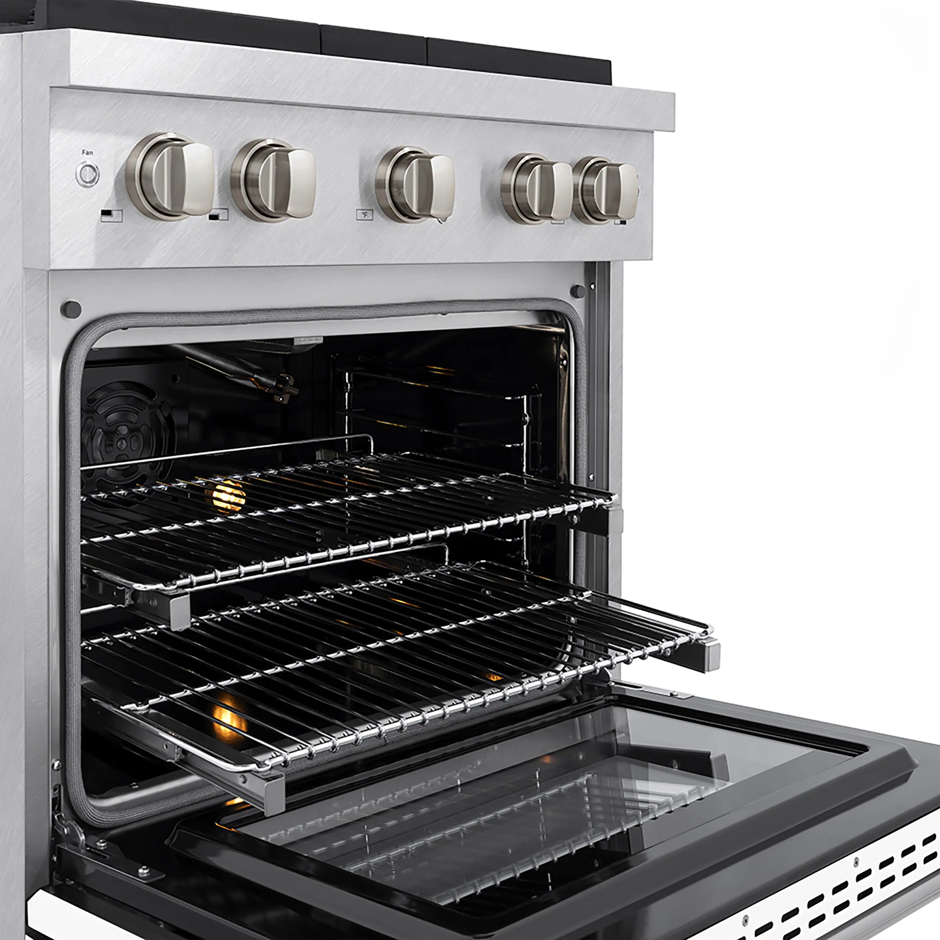 ZLINE 30-Inch 4.2 cu. ft. Paramount Gas Range with 4 Burner DuoPro™ Cooktop and Convection Gas Oven in Satin Stainless Steel with White Matte Door (PSGRS-WM-30) - Image 3