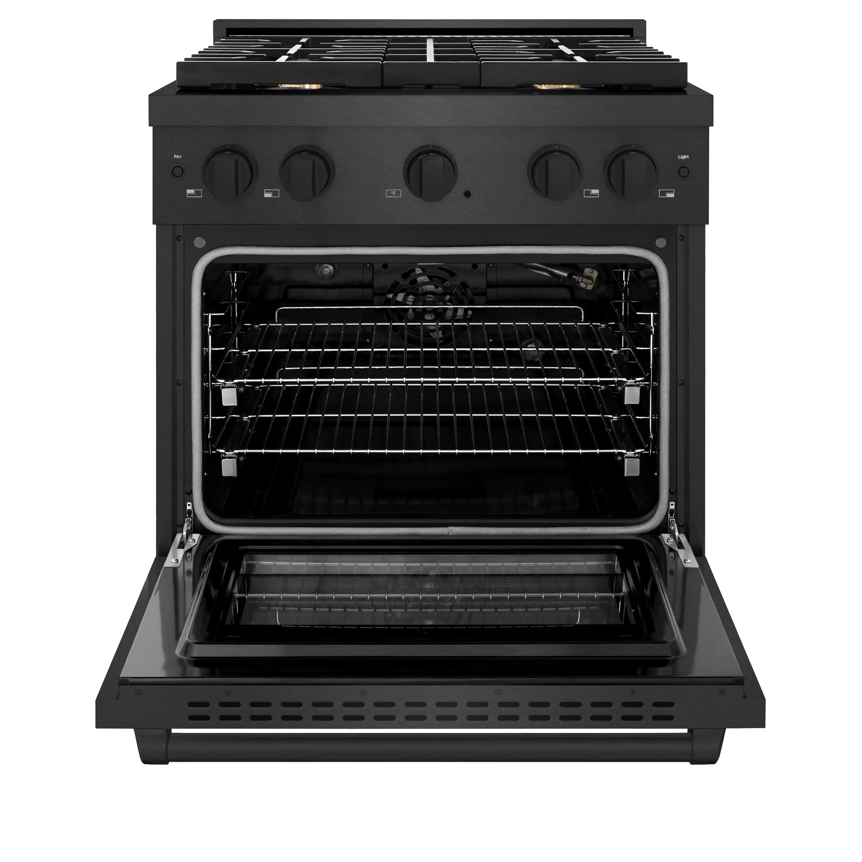 ZLINE 30-Inch 4.2 Cu. Ft. Paramount Gas Range with Convection Gas Oven in Black Satin Stainless Steel with 4 Brass Burners (SGRBS-BR-30) - Image 3