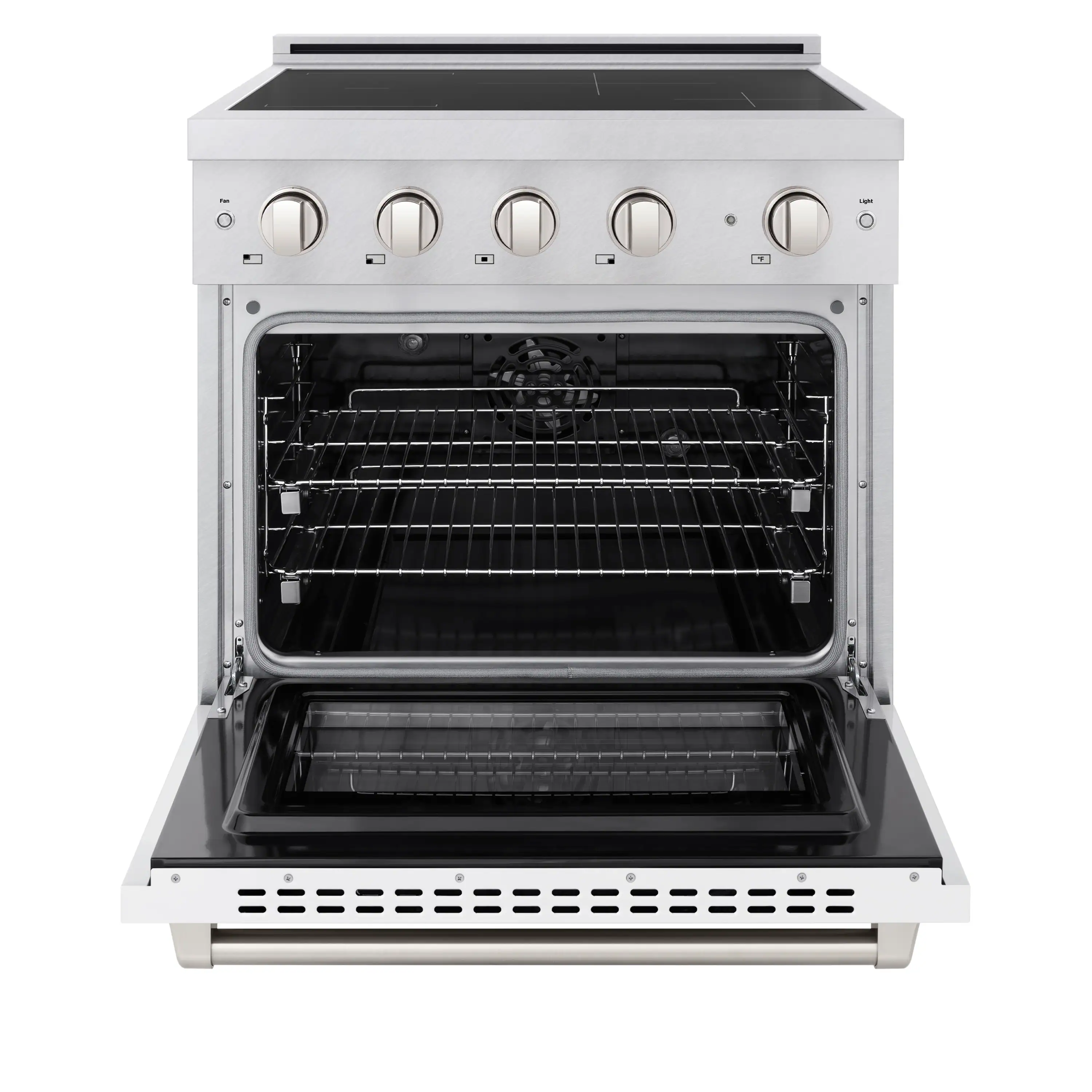 ZLINE 30-Inch 4.2 Cu. Ft. Paramount Induction Range with 4 Element Cooktop and Electric Convection Oven in Satin Stainless Steel with White Matte Door (SINRS-WM-30) - Image 3