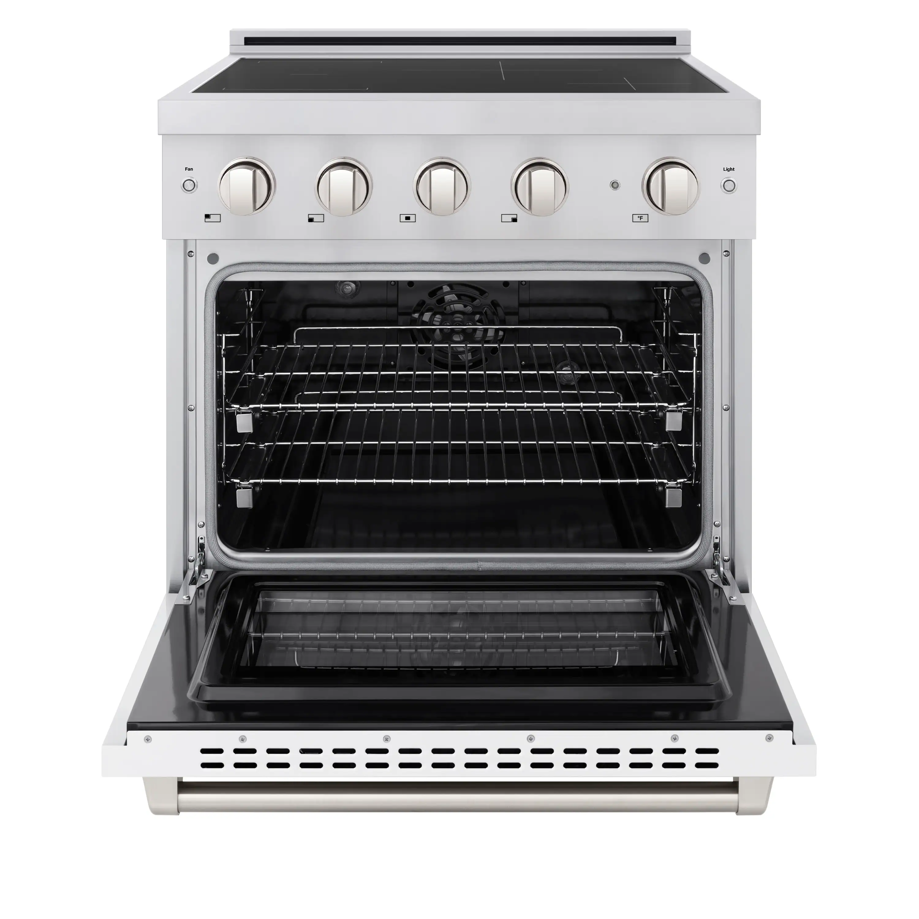 ZLINE 30-Inch 4.2 cu. ft. Paramount Induction Range with 4 Element Cooktop and Electric Convection Oven in Stainless Steel with White Matte Door (SINR-WM-30) - Image 3