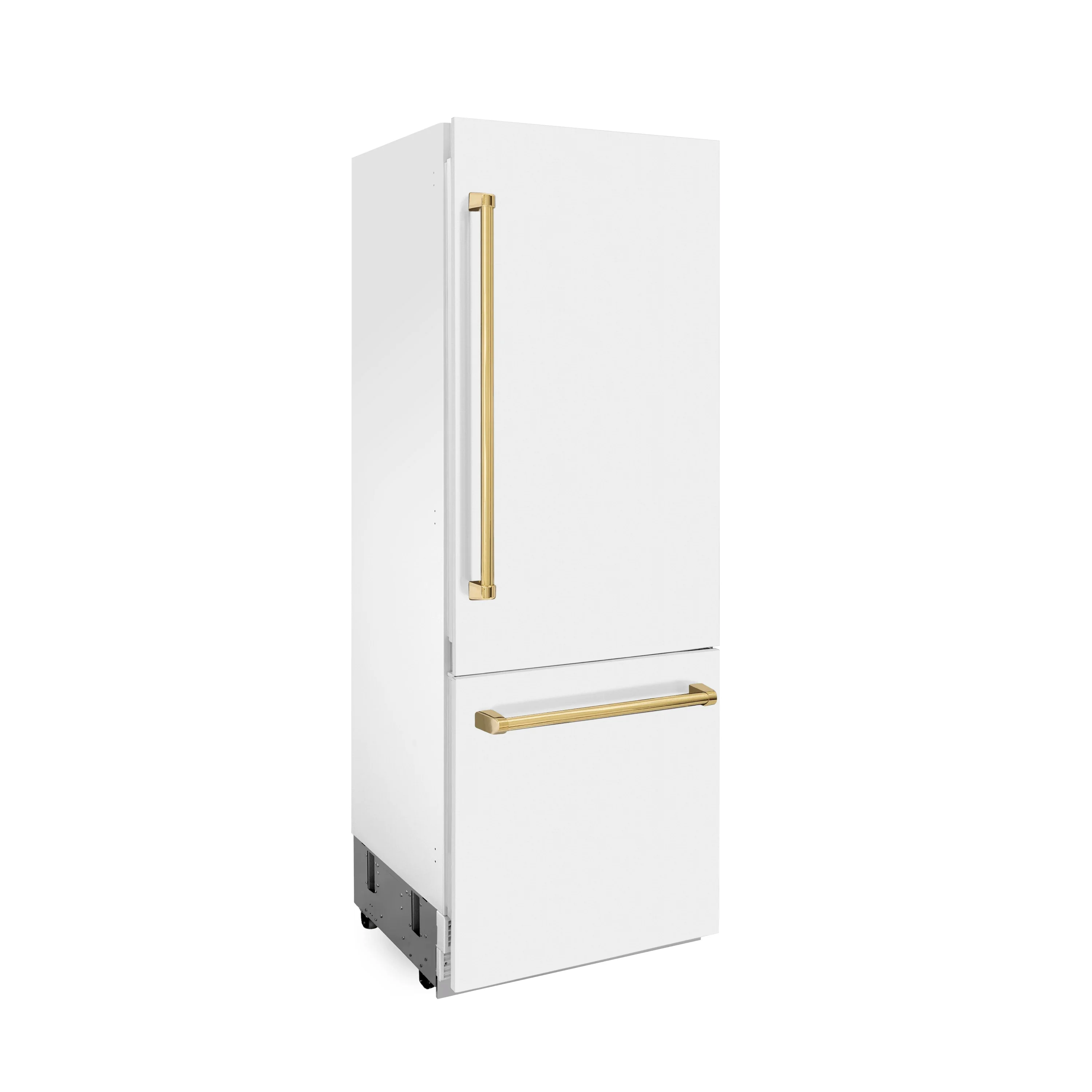 ZLINE 30-Inch Autograph Edition 16.1 cu. ft. Built-in 2-Door Bottom Freezer Refrigerator with Internal Water and Ice Dispenser in White Matte with Gold Accents (RBIVZ-WM-30-G) - Image 4