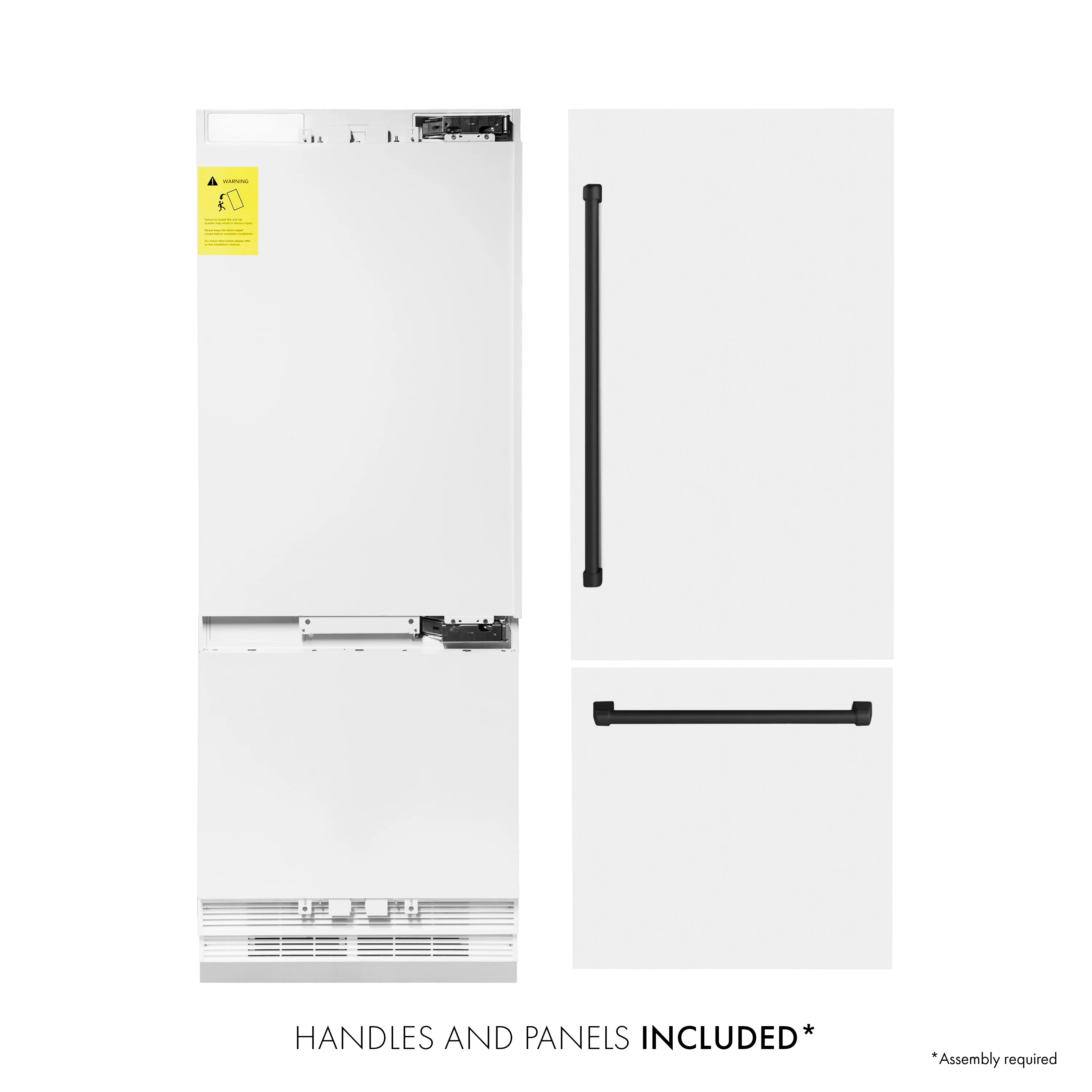 ZLINE 30-Inch Autograph Edition 16.1 cu. ft. Built-in 2-Door Bottom Freezer Refrigerator with Internal Water and Ice Dispenser in White Matte with Matte Black Accents (RBIVZ-WM-30-MB) - Image 3