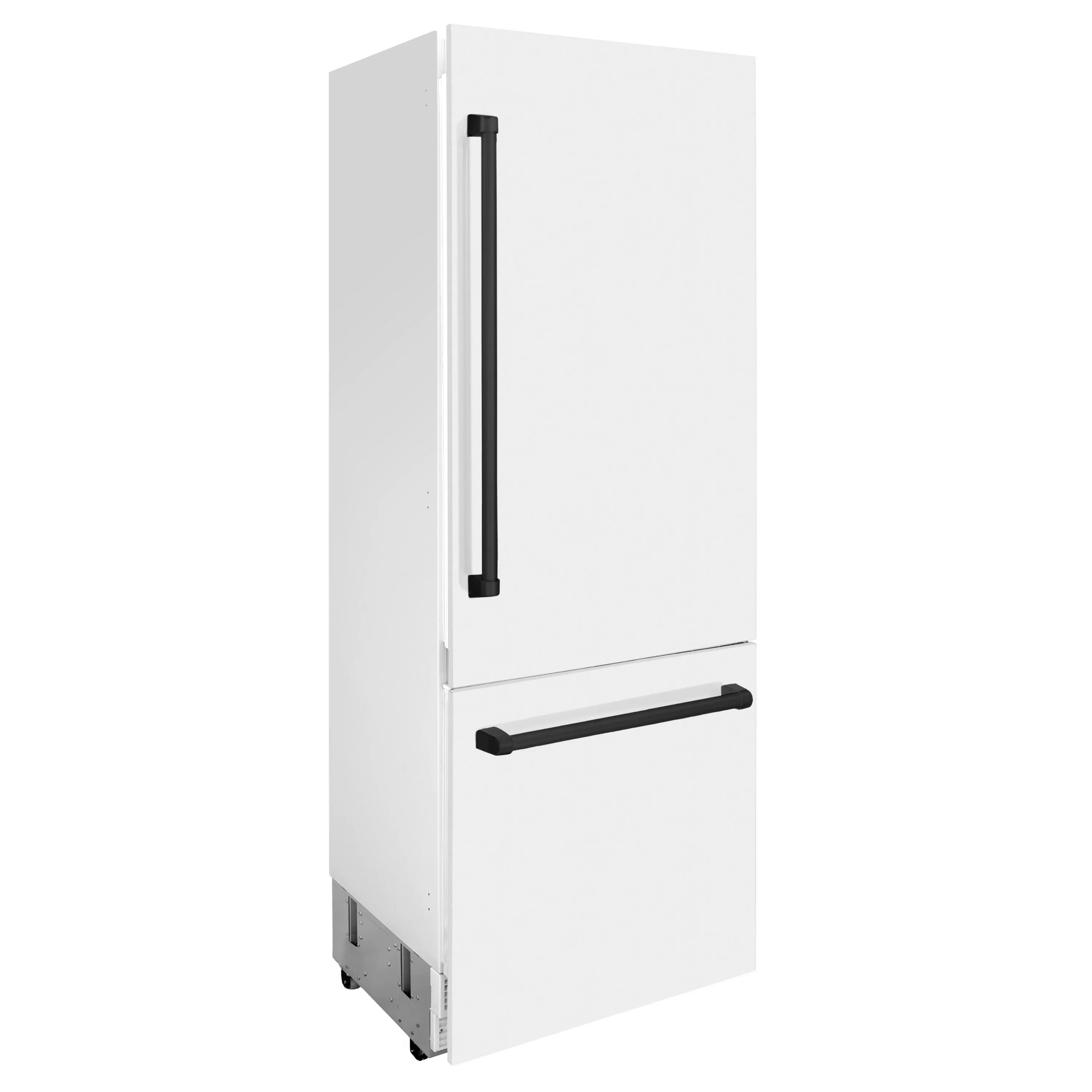 ZLINE 30-Inch Autograph Edition 16.1 cu. ft. Built-in 2-Door Bottom Freezer Refrigerator with Internal Water and Ice Dispenser in White Matte with Matte Black Accents (RBIVZ-WM-30-MB) - Image 4