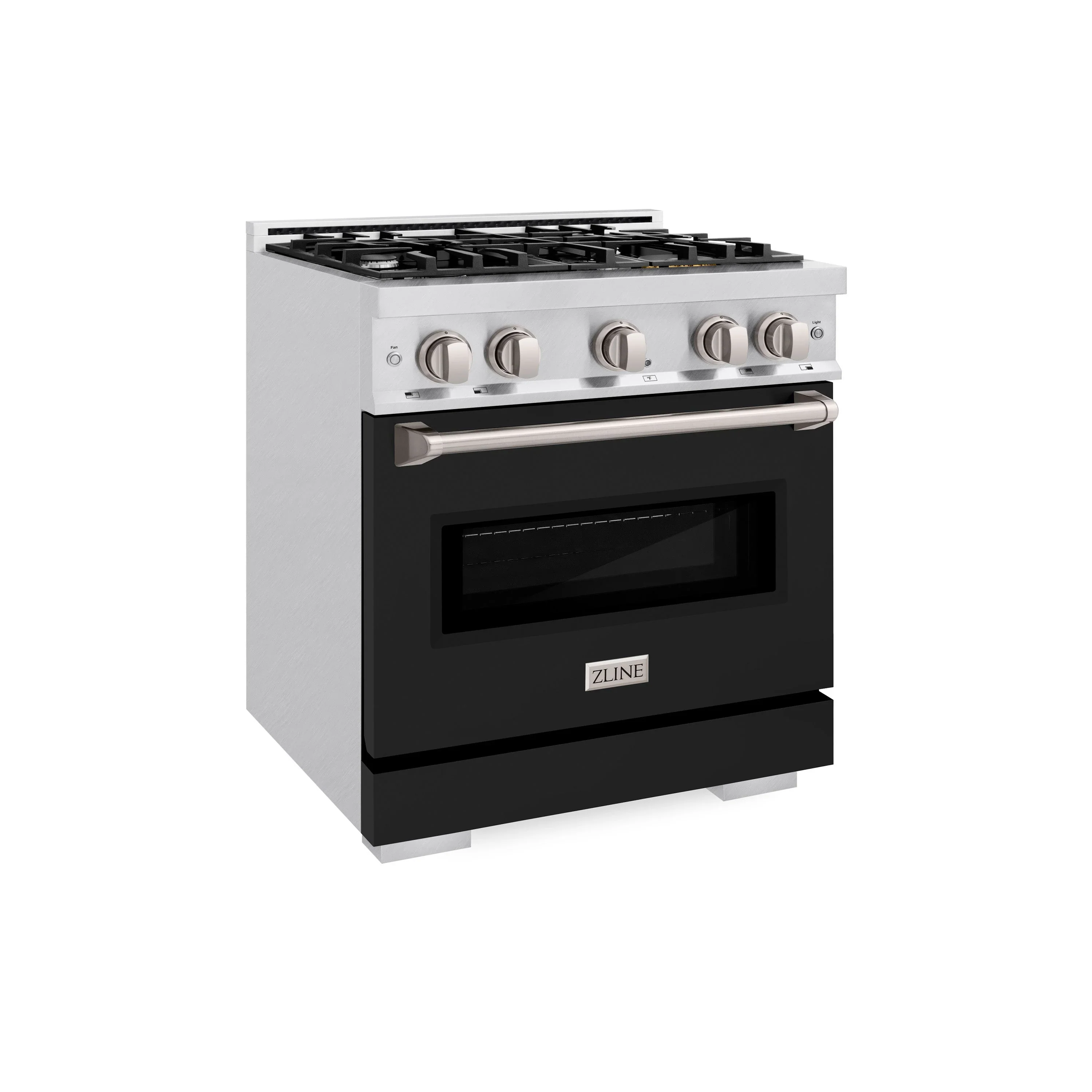 ZLINE 30-Inch Classic Series Dual Fuel Range with 4 Gas Burner Cooktop and 4.2 Cu. Ft. Electric Convection Oven in Satin Stainless Steel with Black Matte Door (CDRS-BLM-30) - Image 3
