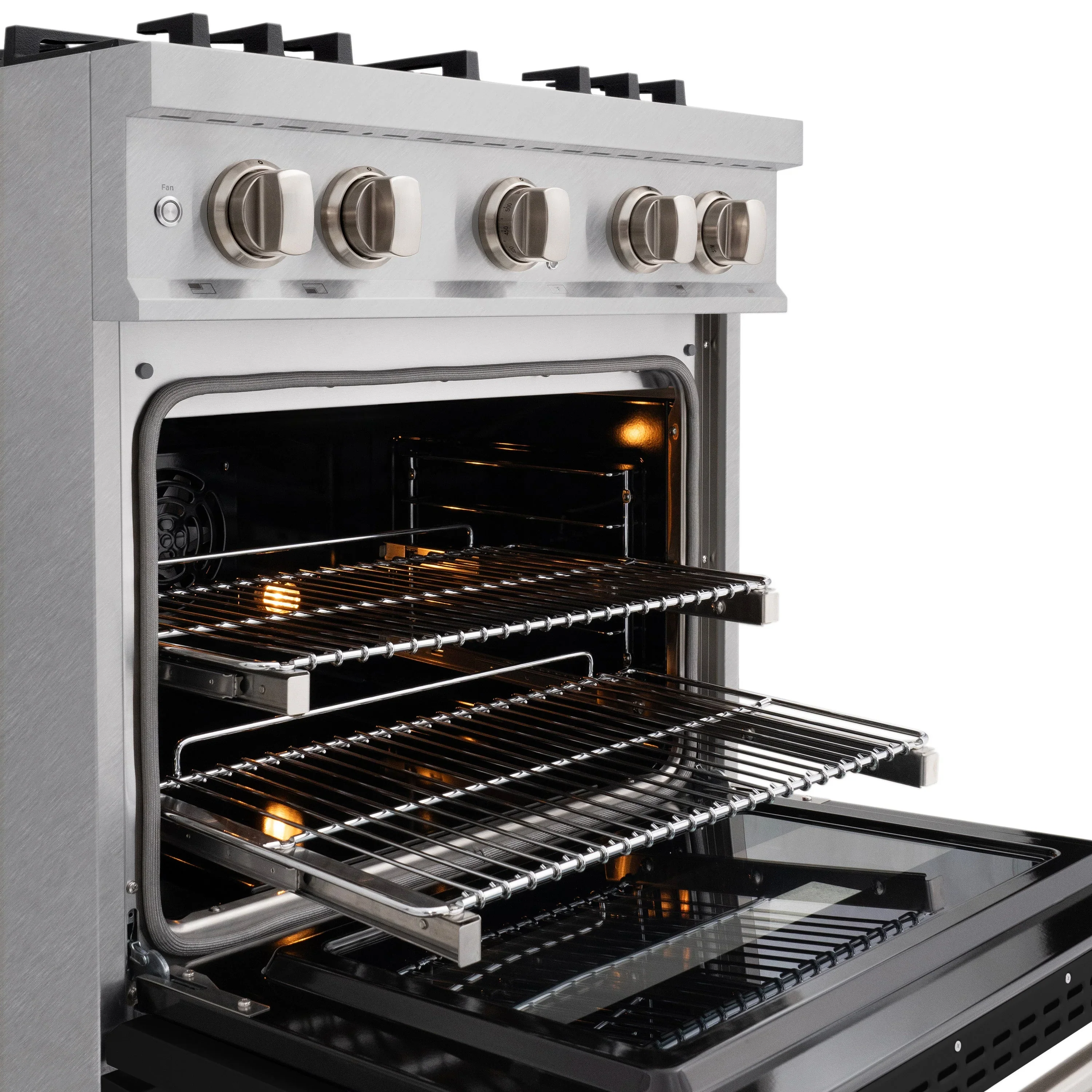 ZLINE 30-Inch Classic Series Dual Fuel Range with 4 Gas Burner Cooktop and 4.2 Cu. Ft. Electric Convection Oven in Satin Stainless Steel with Black Matte Door (CDRS-BLM-30) - Image 6