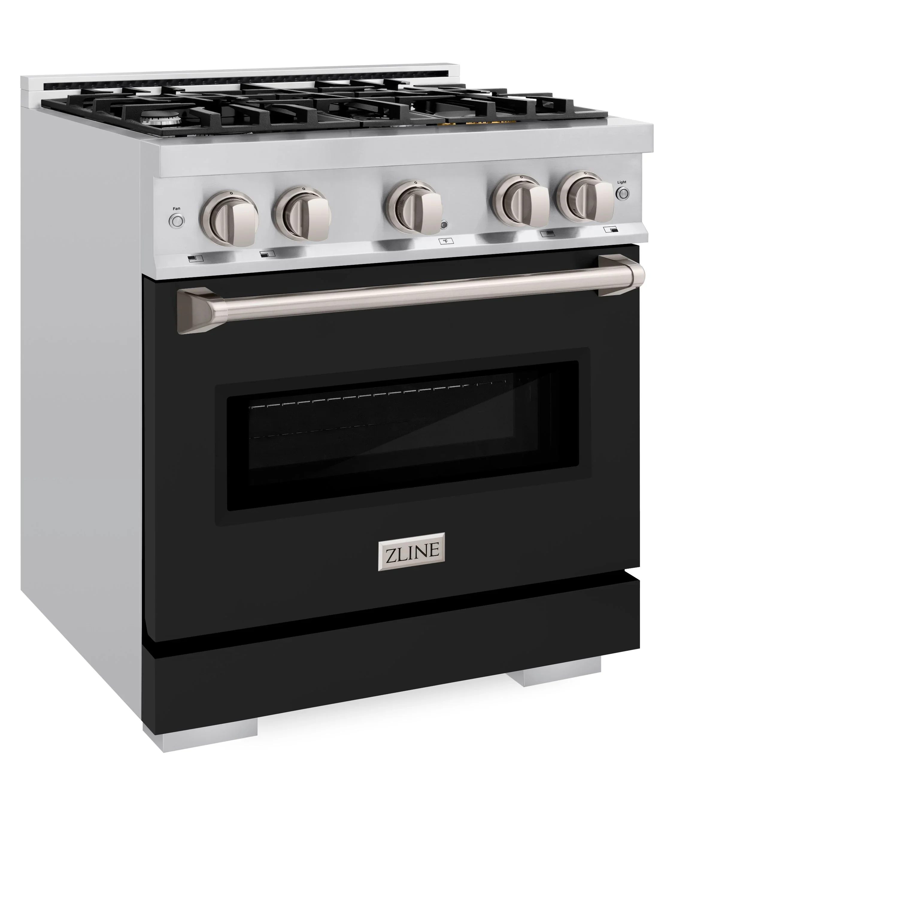 ZLINE 30-Inch Classic Series Dual Fuel Range with 4 Gas Burner Cooktop and 4.2 Cu. Ft. Electric Convection Oven in Stainless Steel with Black Matte Door (CDR-BLM-30) - Image 2