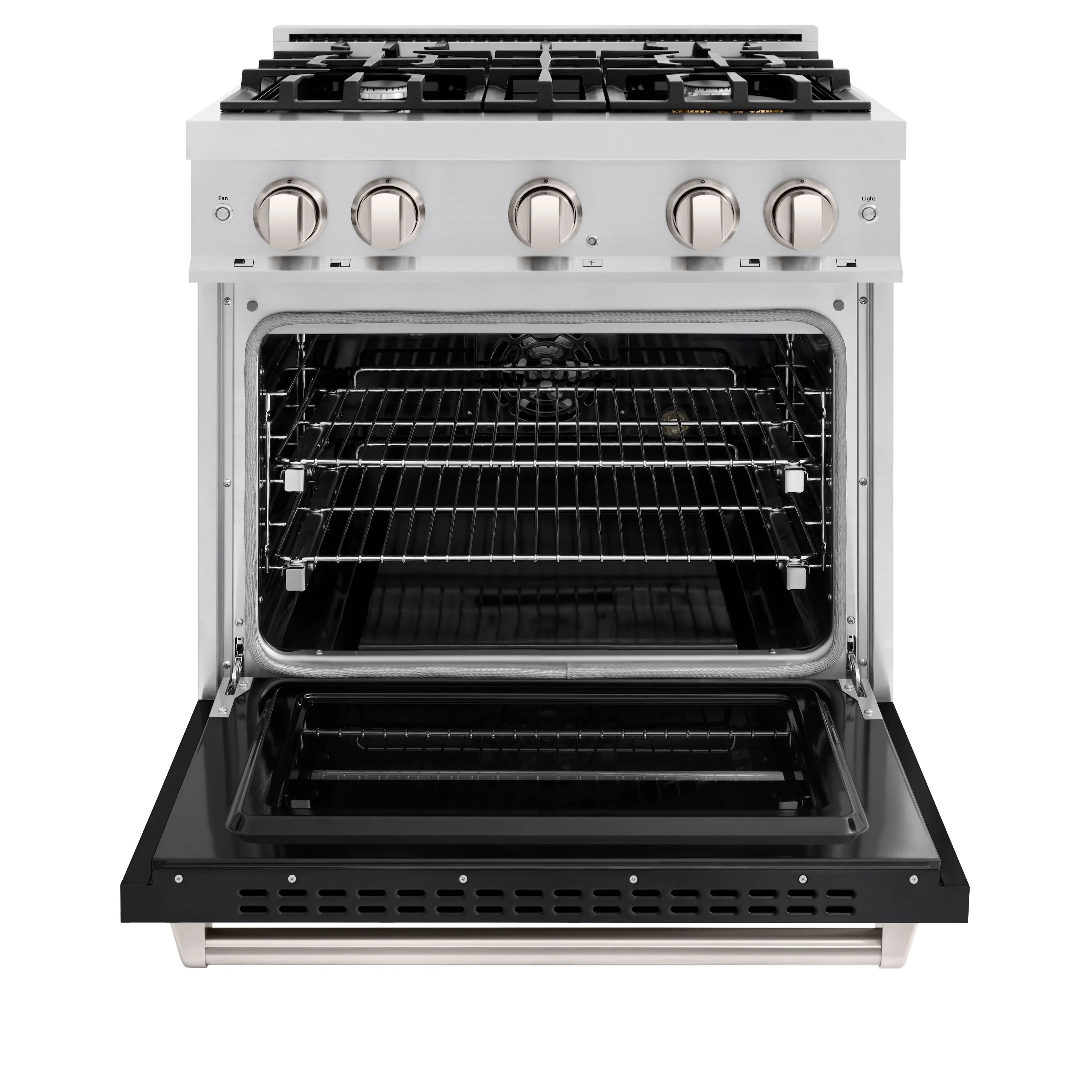 ZLINE 30-Inch Classic Series Dual Fuel Range with 4 Gas Burner Cooktop and 4.2 Cu. Ft. Electric Convection Oven in Stainless Steel with Black Matte Door (CDR-BLM-30) - Image 3