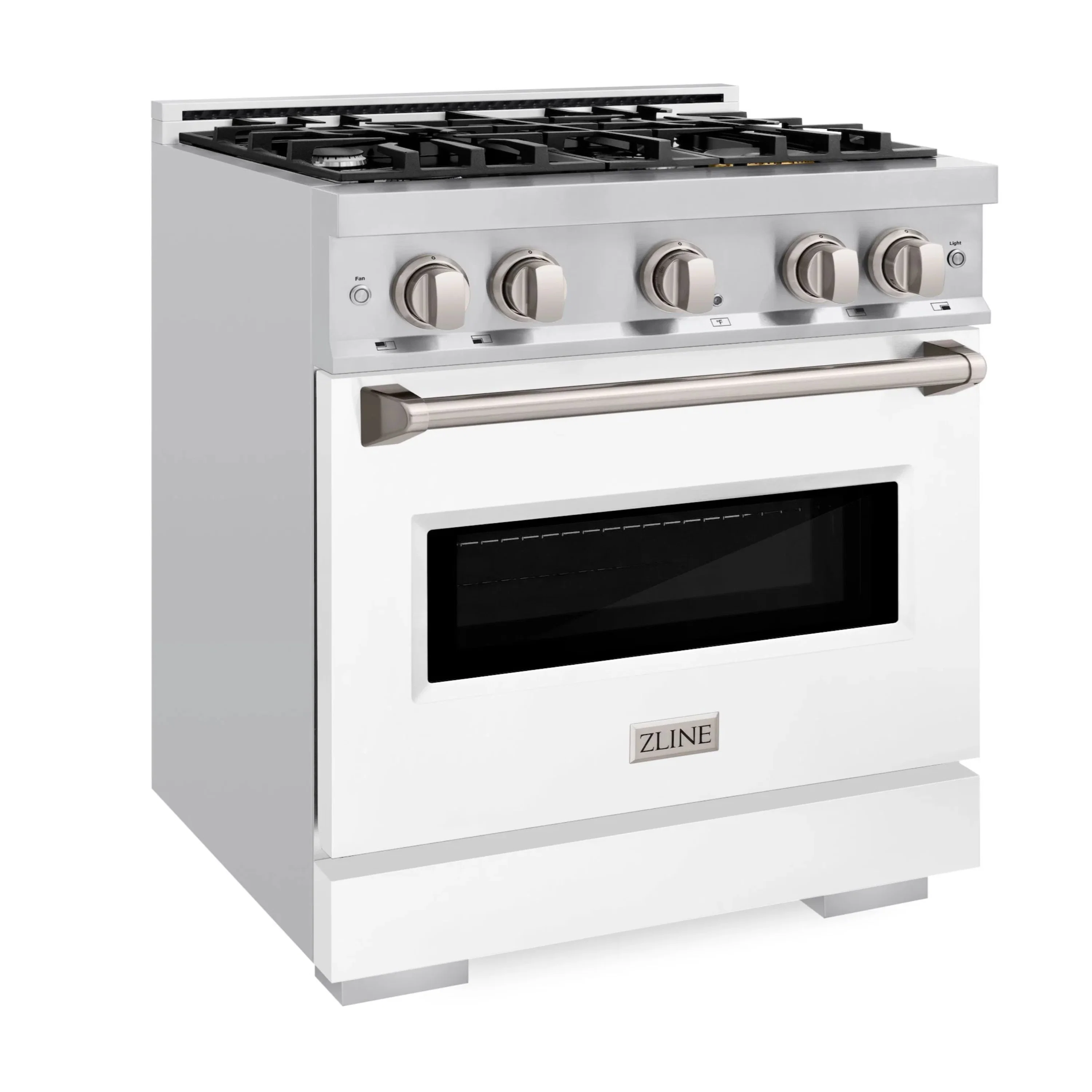 ZLINE 30-Inch Classic Series Dual Fuel Range with 4 Gas Burner Cooktop and 4.2 Cu. Ft. Electric Convection Oven in Stainless Steel with White Matte Door (CDR-WM-30) - Image 2
