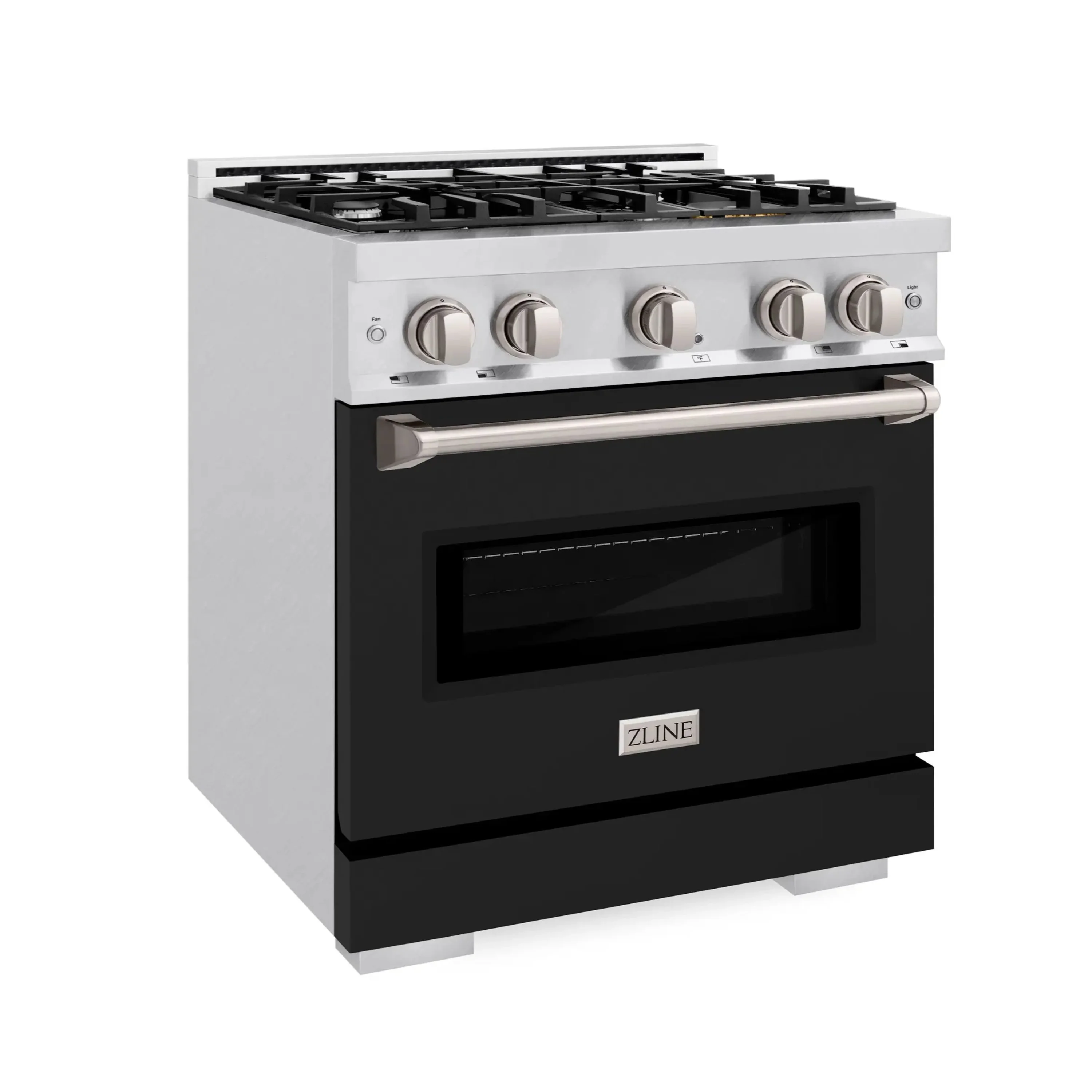 ZLINE 30-Inch Classic Series Gas Range with 4 Gas Burner Cooktop, and 4.2 Cu. Ft. Gas Convection Oven  in Satin Stainless Steel with Black Matte Door (CGRS-BLM-30) - Image 2