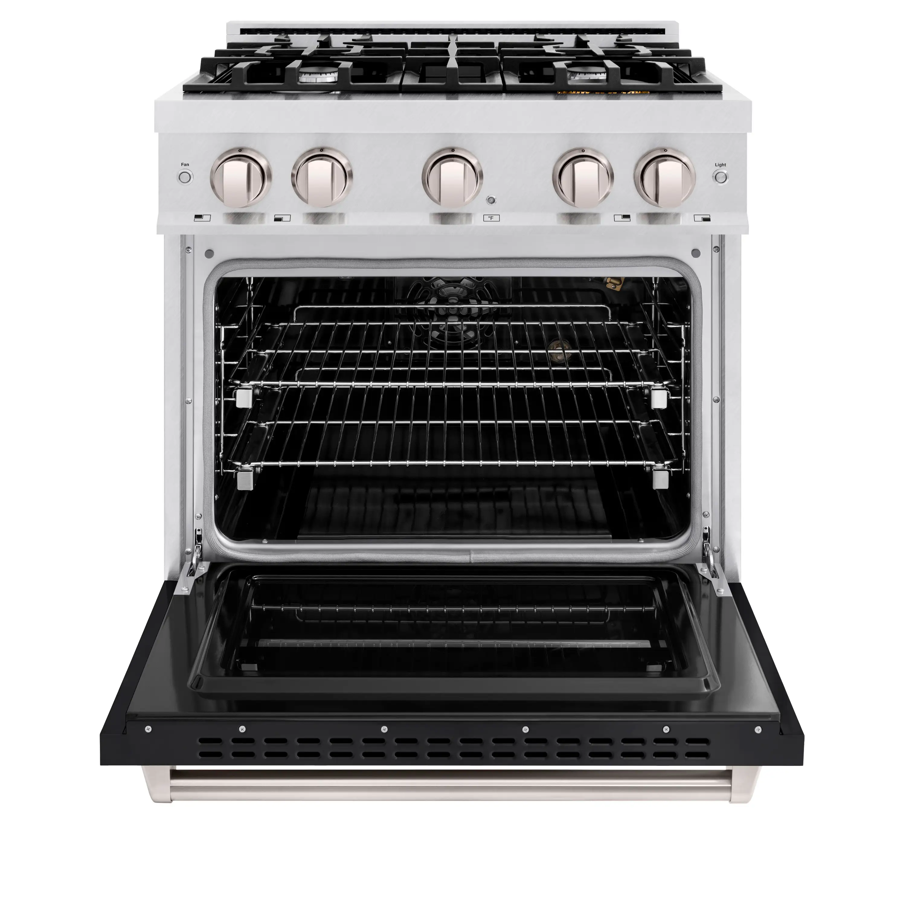 ZLINE 30-Inch Classic Series Gas Range with 4 Gas Burner Cooktop, and 4.2 Cu. Ft. Gas Convection Oven  in Satin Stainless Steel with Black Matte Door (CGRS-BLM-30) - Image 3