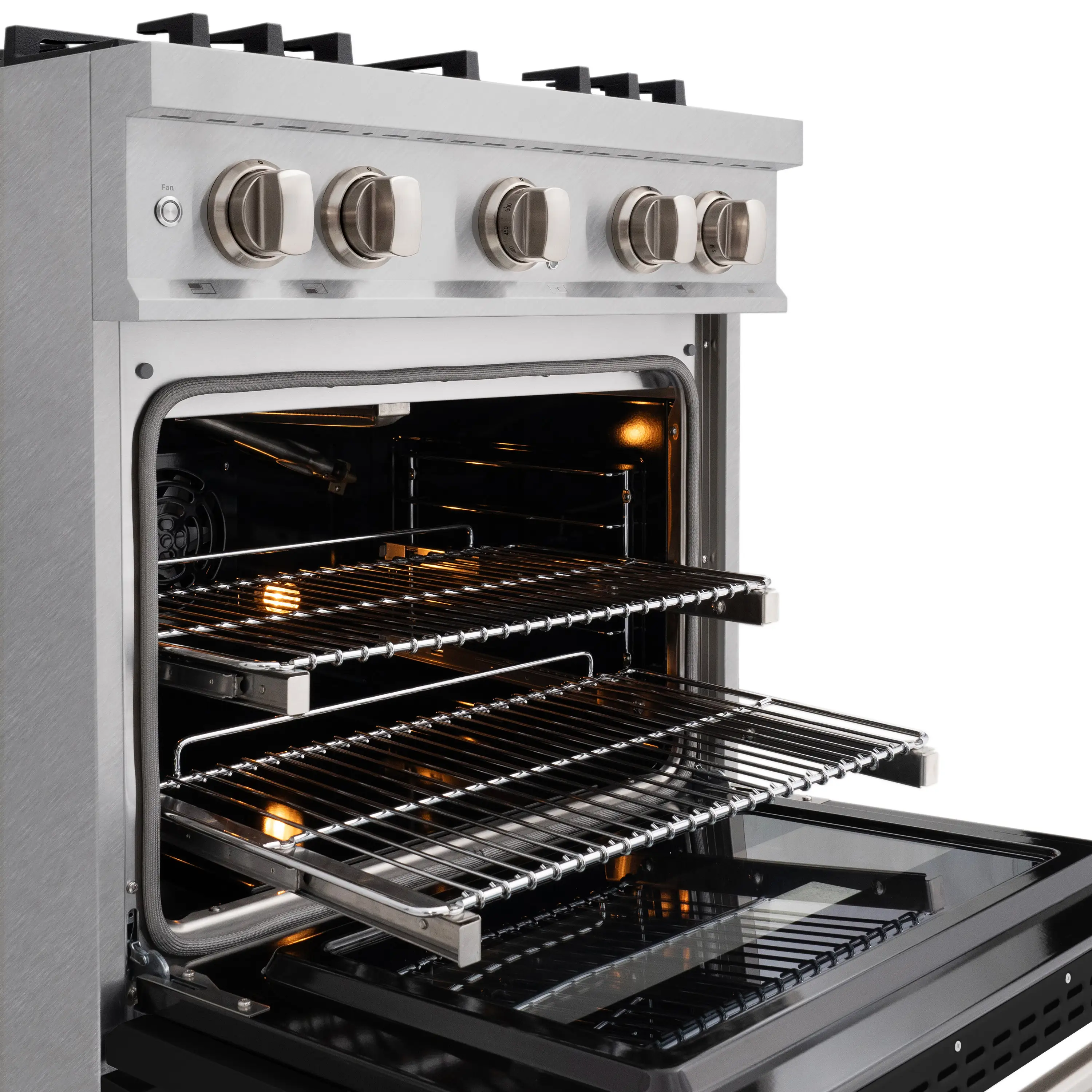ZLINE 30-Inch Classic Series Gas Range with 4 Gas Burner Cooktop, and 4.2 Cu. Ft. Gas Convection Oven  in Satin Stainless Steel with Black Matte Door (CGRS-BLM-30) - Image 5