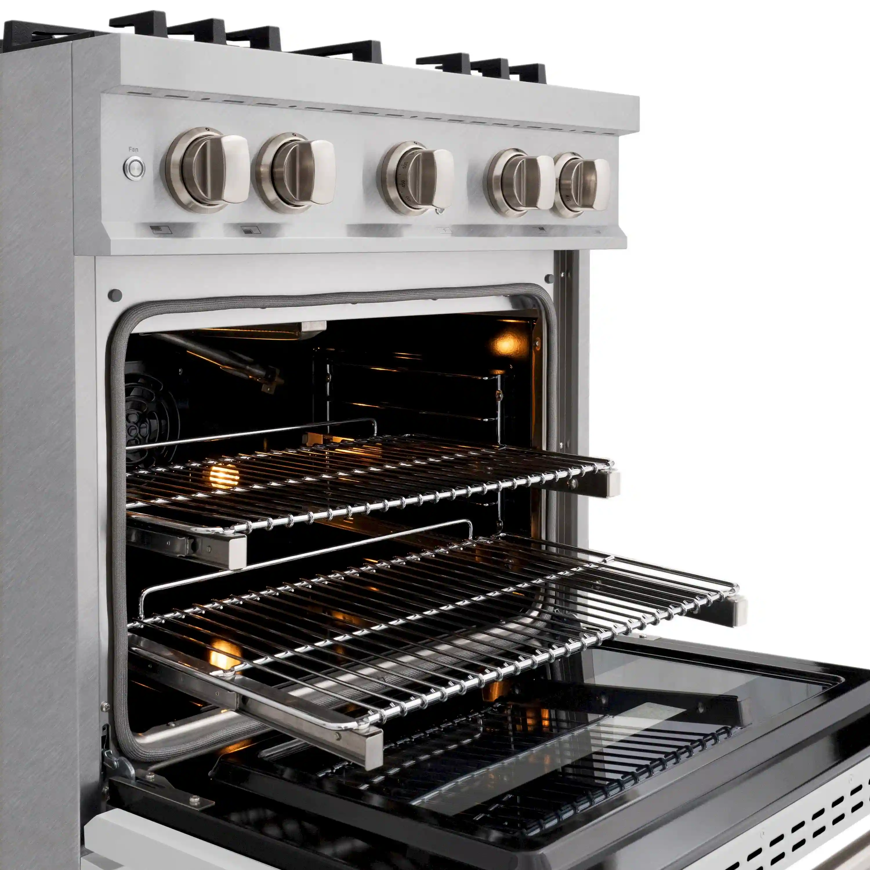ZLINE 30-Inch Classic Series Gas Range with 4 Gas Burner Cooktop and 4.2 Cu. Ft. Gas Convection Oven  in Satin Stainless Steel with White Matte Door (CGRS-WM-30) - Image 5