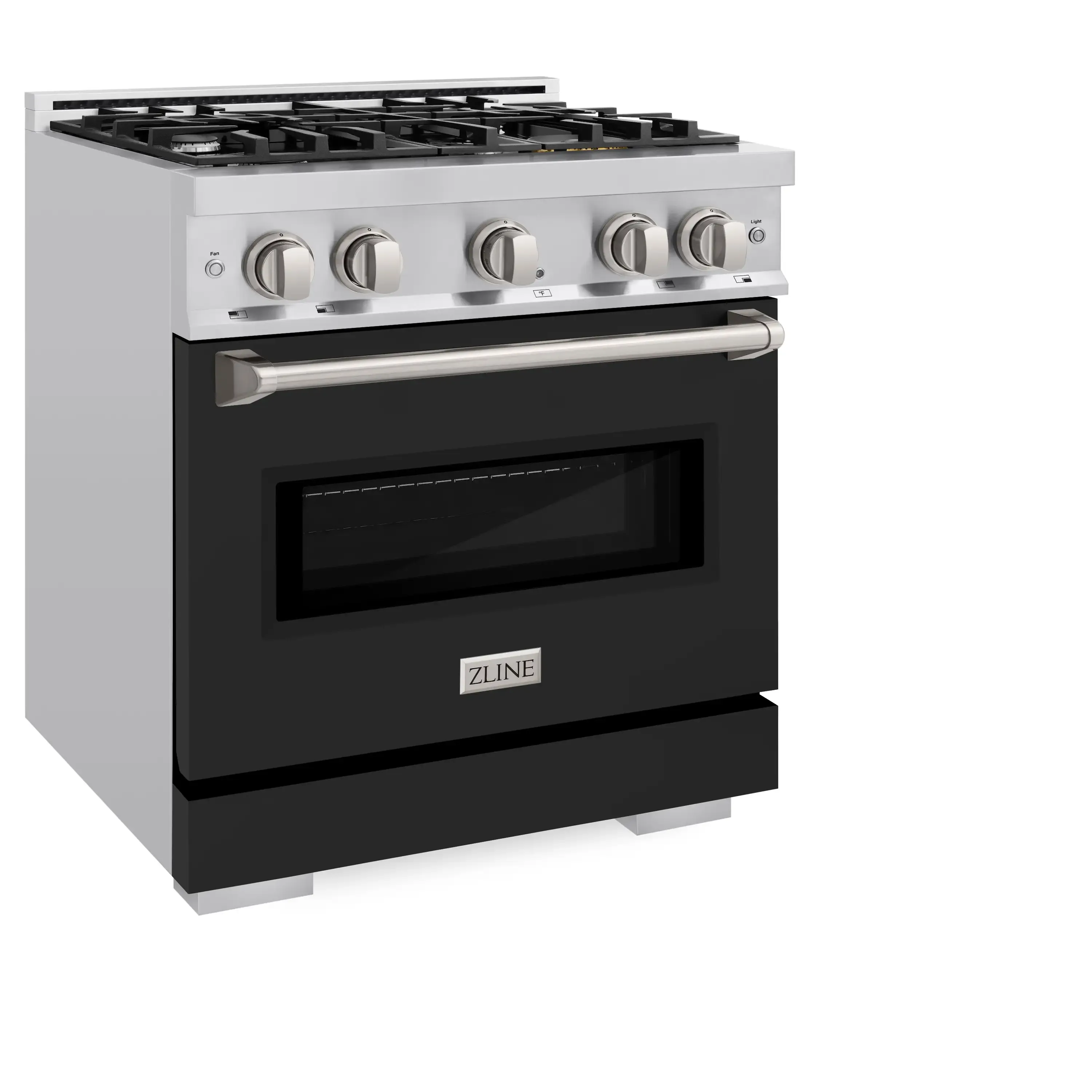 ZLINE 30-Inch Classic Series Gas Range with 4 Gas Burner Cooktop and 4.2 Cu. Ft. Gas Convection Oven  in Stainless Steel with Black Matte Door (CGR-BLM-30) - Image 2