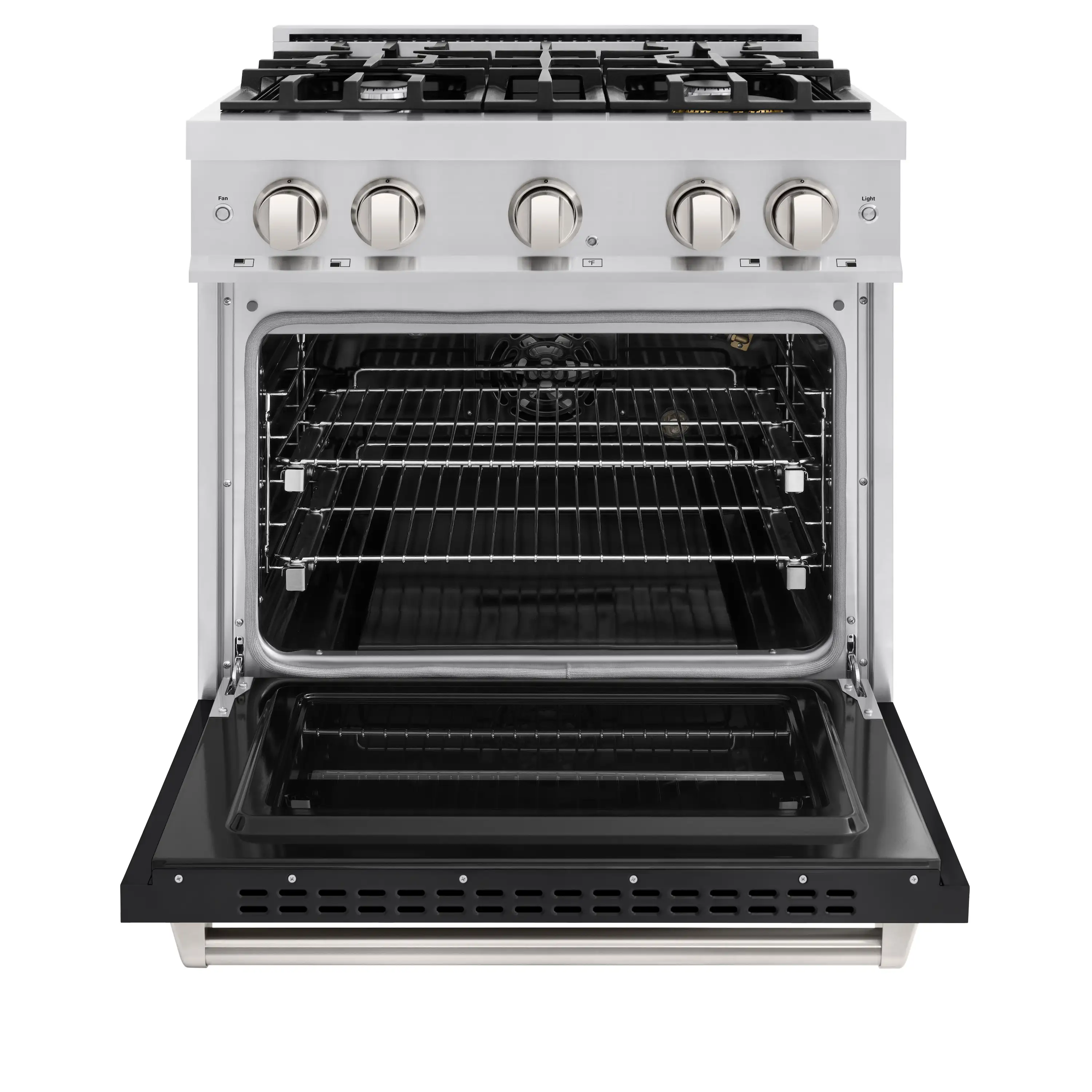 ZLINE 30-Inch Classic Series Gas Range with 4 Gas Burner Cooktop and 4.2 Cu. Ft. Gas Convection Oven  in Stainless Steel with Black Matte Door (CGR-BLM-30) - Image 3