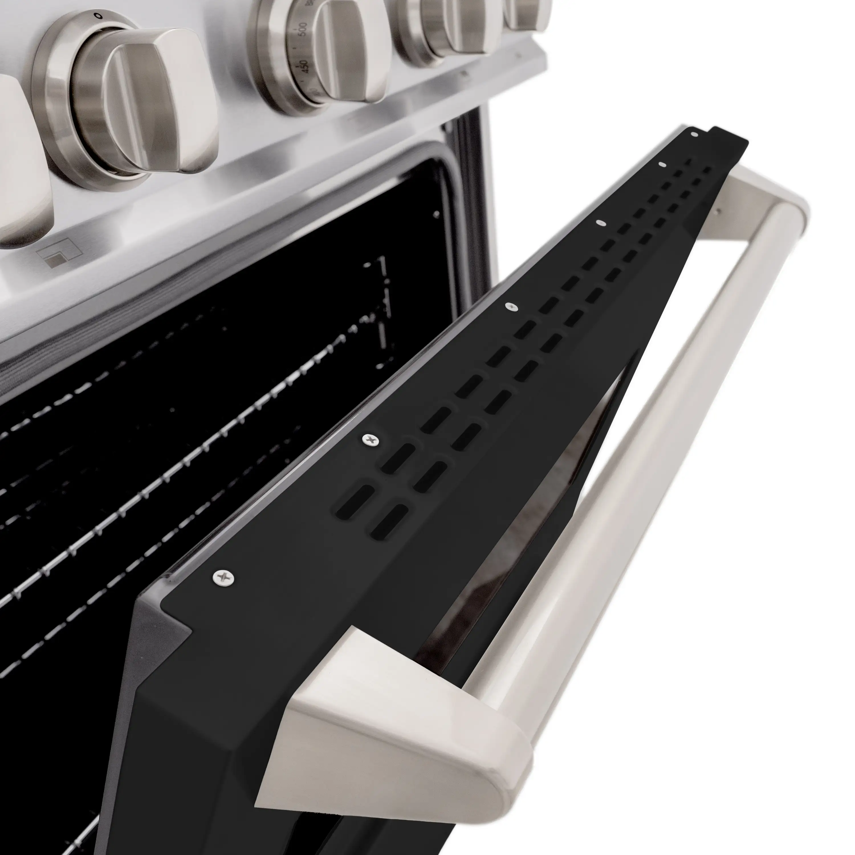 ZLINE 30-Inch Classic Series Gas Range with 4 Gas Burner Cooktop and 4.2 Cu. Ft. Gas Convection Oven  in Stainless Steel with Black Matte Door (CGR-BLM-30) - Image 8