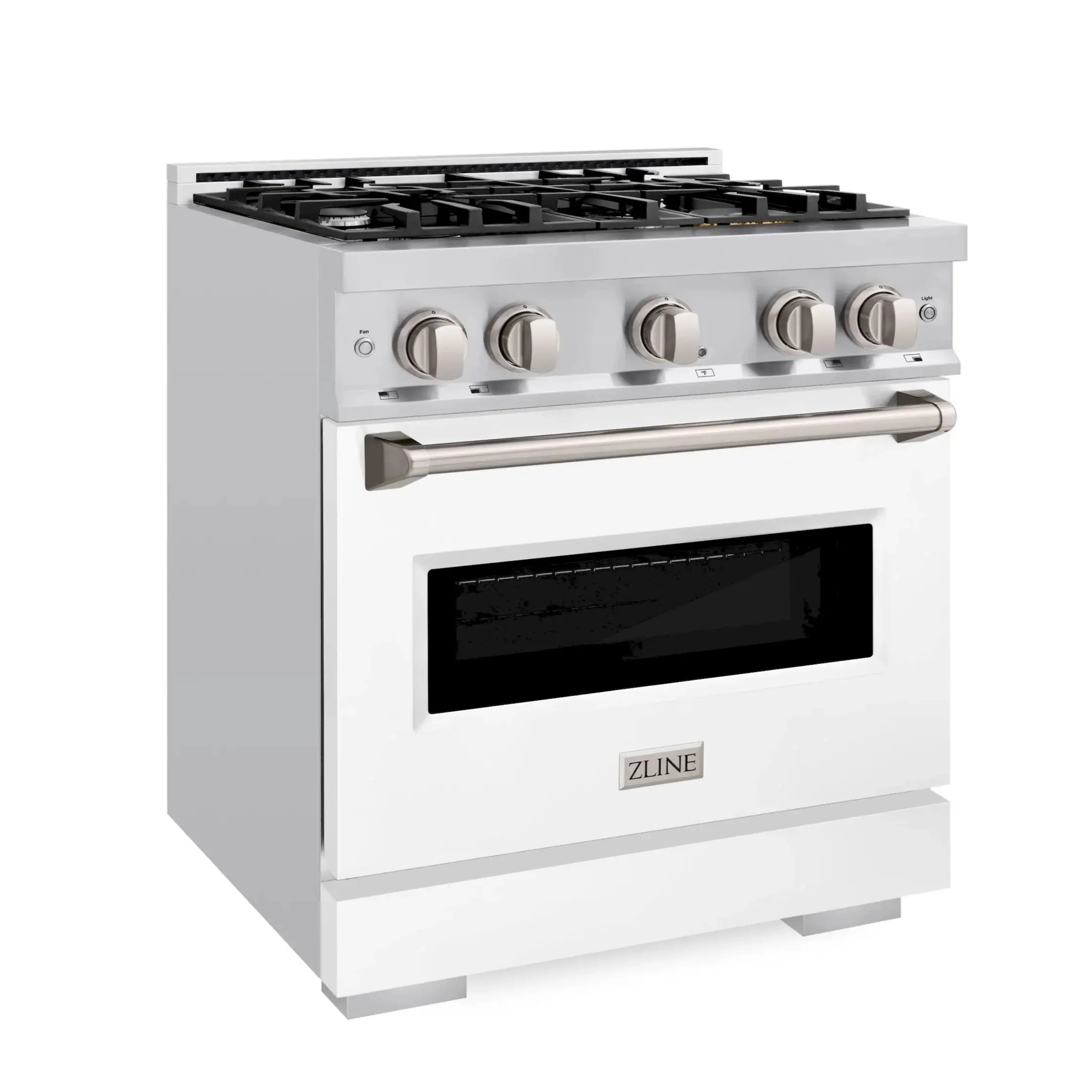 ZLINE 30-Inch Classic Series Gas Range with 4 Gas Burner Cooktop and 4.2 Cu. Ft. Gas Convection Oven in Stainless Steel with White Matte Door (CGR-WM-30) - Image 2
