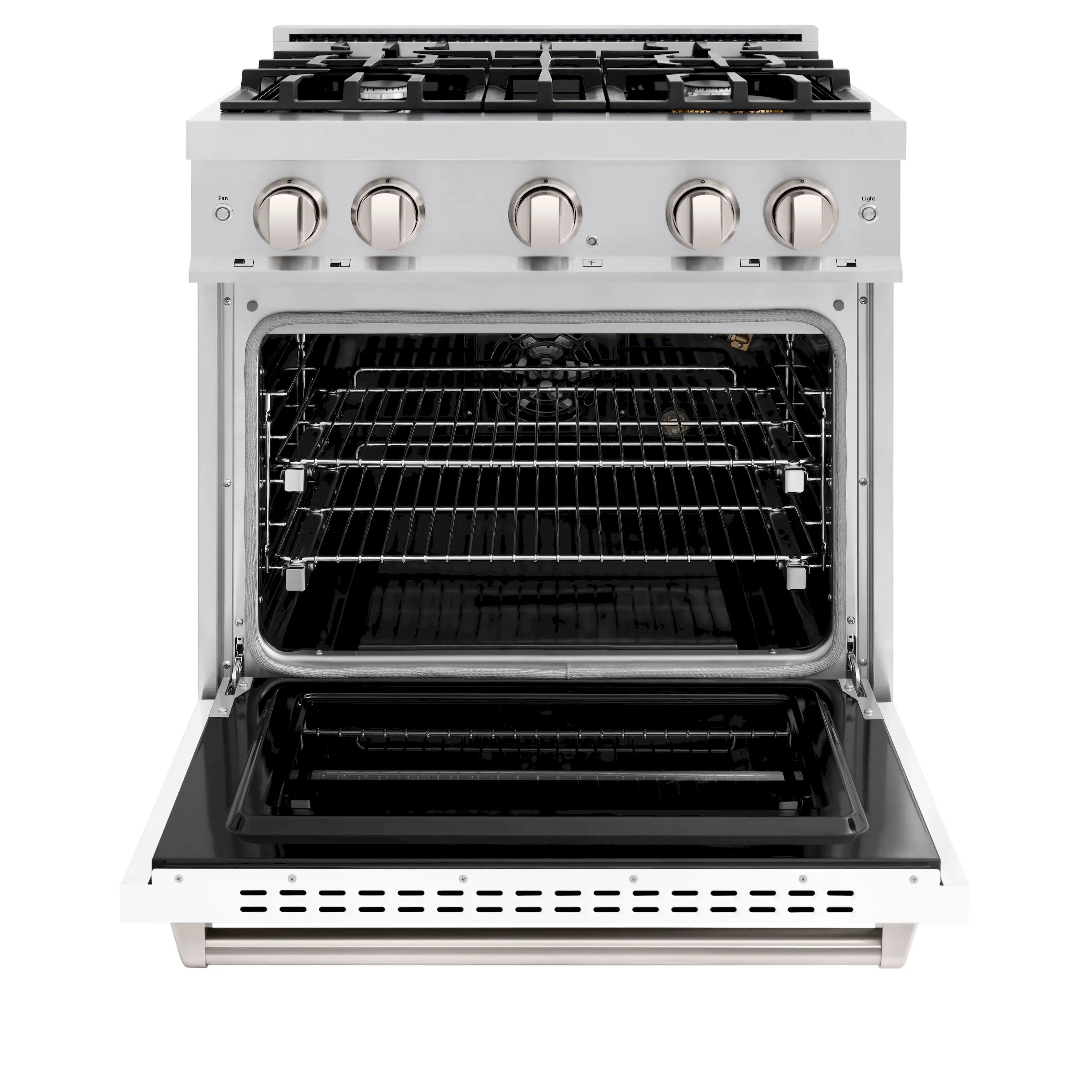 ZLINE 30-Inch Classic Series Gas Range with 4 Gas Burner Cooktop and 4.2 Cu. Ft. Gas Convection Oven in Stainless Steel with White Matte Door (CGR-WM-30) - Image 3