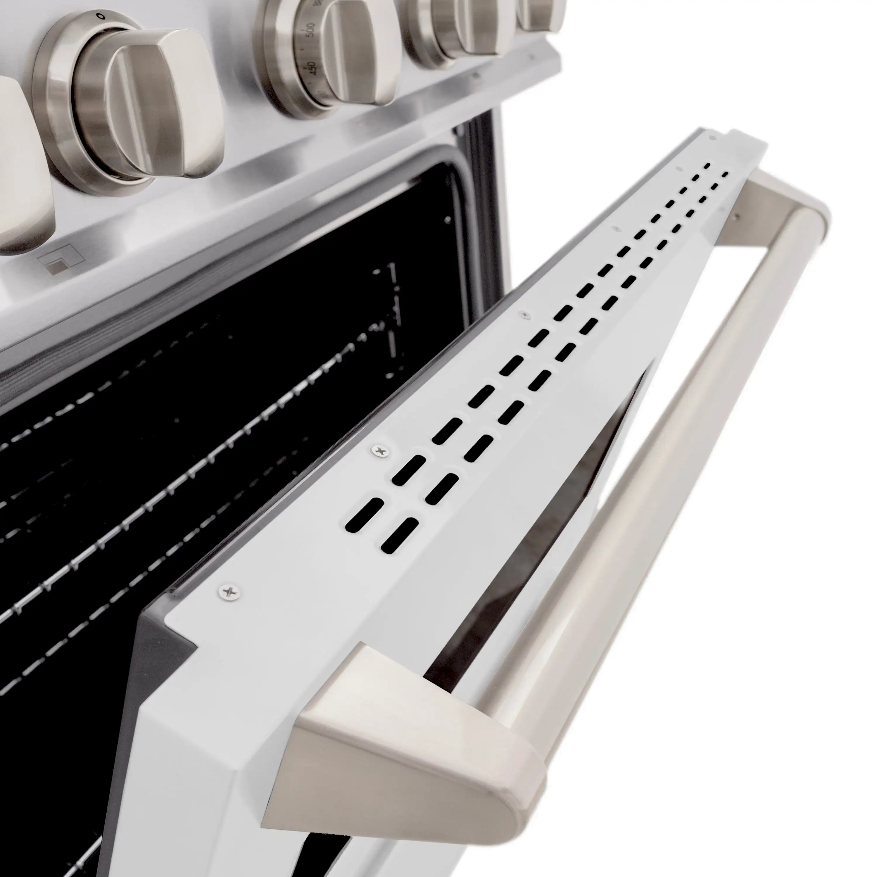 ZLINE 30-Inch Classic Series Gas Range with 4 Gas Burner Cooktop and 4.2 Cu. Ft. Gas Convection Oven in Stainless Steel with White Matte Door (CGR-WM-30) - Image 8