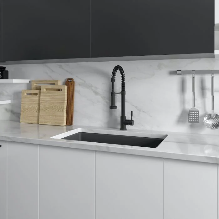 ZLINE 30-Inch Rome Dual Mount Single Bowl Fireclay Kitchen Sink with Bottom Grid in Charcoal (FRC5124-CL-30) - Image 7