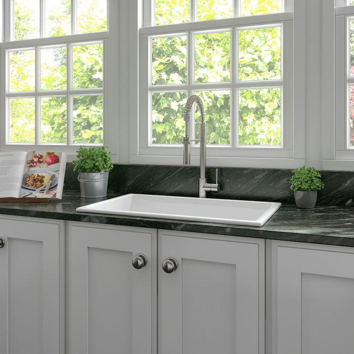 ZLINE 30-Inch Rome Dual Mount Single Bowl Fireclay Kitchen Sink with Bottom Grid in White Gloss (FRC5124-WH-30) - Image 6