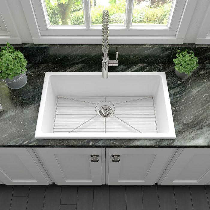 ZLINE 30-Inch Rome Dual Mount Single Bowl Fireclay Kitchen Sink with Bottom Grid in White Matte (FRC5124-WM-30) - Image 5