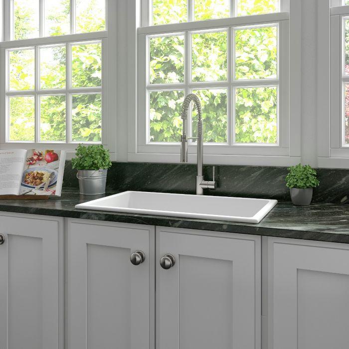 ZLINE 30-Inch Rome Dual Mount Single Bowl Fireclay Kitchen Sink with Bottom Grid in White Matte (FRC5124-WM-30) - Image 6