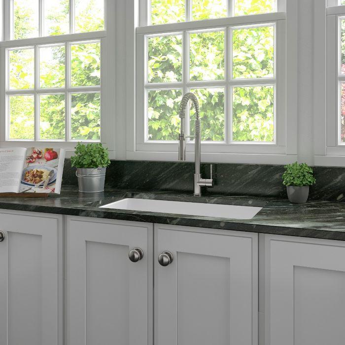 ZLINE 30-Inch Rome Dual Mount Single Bowl Fireclay Kitchen Sink with Bottom Grid in White Matte (FRC5124-WM-30) - Image 7