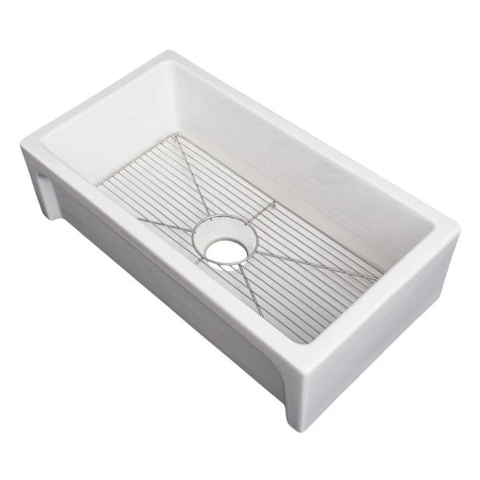 ZLINE 30-Inch Turin Farmhouse Apron Front Reversible Single Bowl Fireclay Kitchen Sink with Bottom Grid in White Gloss (FRC5117-WH-30) - Image 11