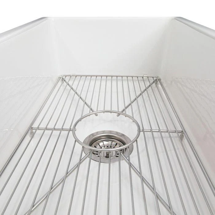 ZLINE 30-Inch Turin Farmhouse Apron Front Reversible Single Bowl Fireclay Kitchen Sink with Bottom Grid in White Gloss (FRC5117-WH-30) - Image 19