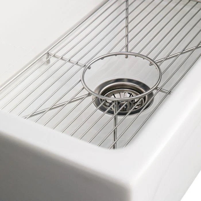 ZLINE 30-Inch Turin Farmhouse Apron Front Reversible Single Bowl Fireclay Kitchen Sink with Bottom Grid in White Gloss (FRC5117-WH-30) - Image 20