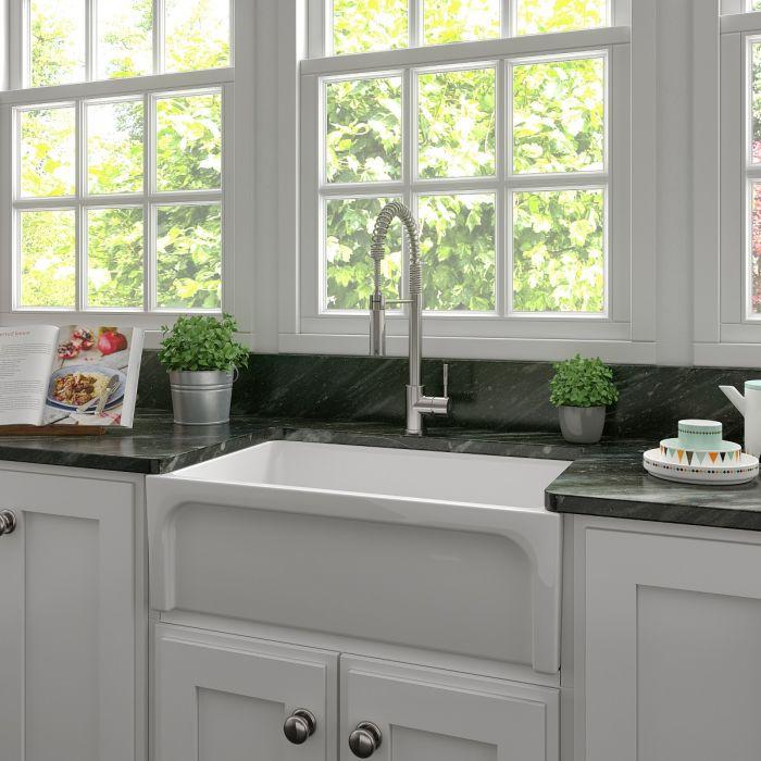 ZLINE 30-Inch Turin Farmhouse Apron Front Reversible Single Bowl Fireclay Kitchen Sink with Bottom Grid in White Gloss (FRC5117-WH-30) - Image 3