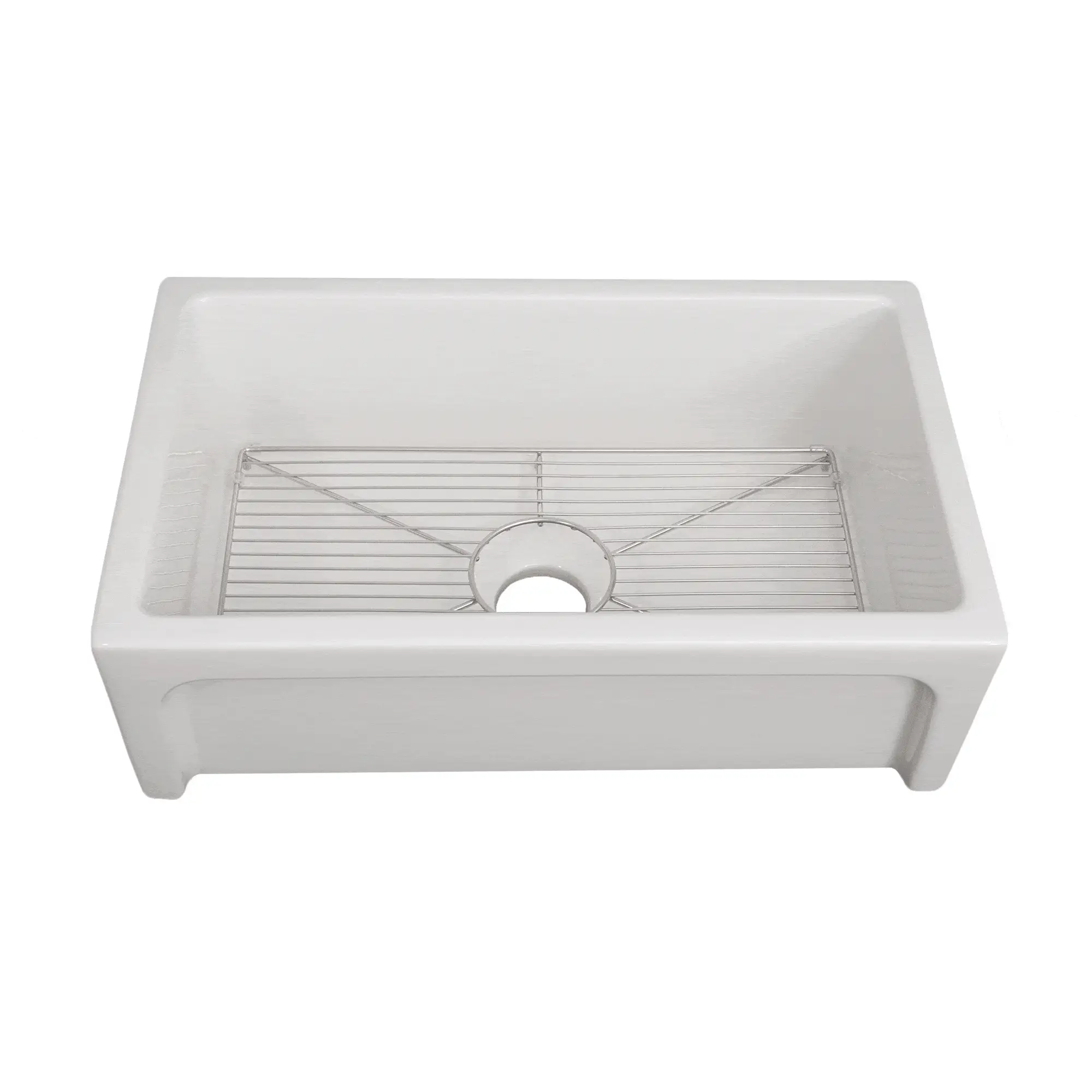 ZLINE 30-Inch Turin Farmhouse Apron Front Reversible Single Bowl Fireclay Kitchen Sink with Bottom Grid in White Gloss (FRC5117-WH-30) - Image 8