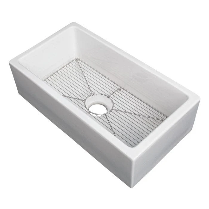 ZLINE 30-Inch Turin Farmhouse Apron Front Reversible Single Bowl Fireclay Kitchen Sink with Bottom Grid in White Gloss (FRC5117-WH-30) - Image 9