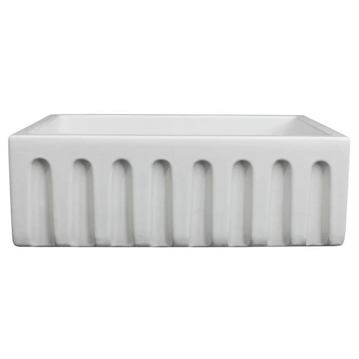 ZLINE 30-Inch Venice Farmhouse Apron Front Reversible Single Bowl Fireclay Kitchen Sink with Bottom Grid in White Matte (FRC5119-WM-30) - Image 10