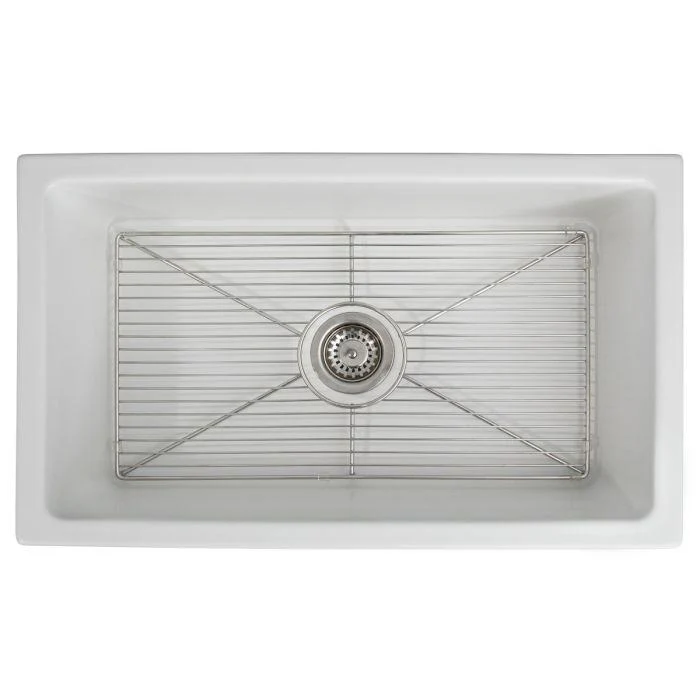 ZLINE 30-Inch Venice Farmhouse Apron Front Reversible Single Bowl Fireclay Kitchen Sink with Bottom Grid in White Matte (FRC5119-WM-30) - Image 11